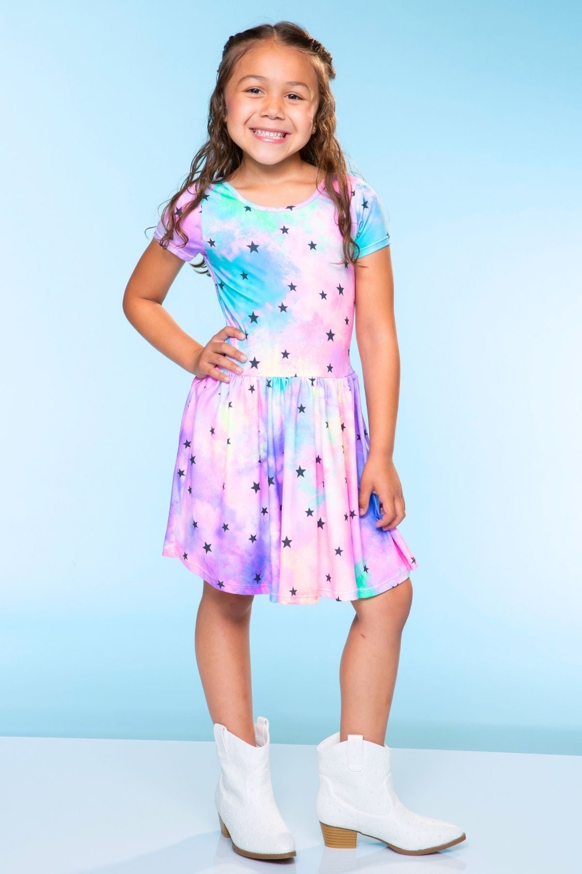 Simply Soft Short Sleeve Be Happy Dress - Tie Dye Rainbow Donuts - NEW!