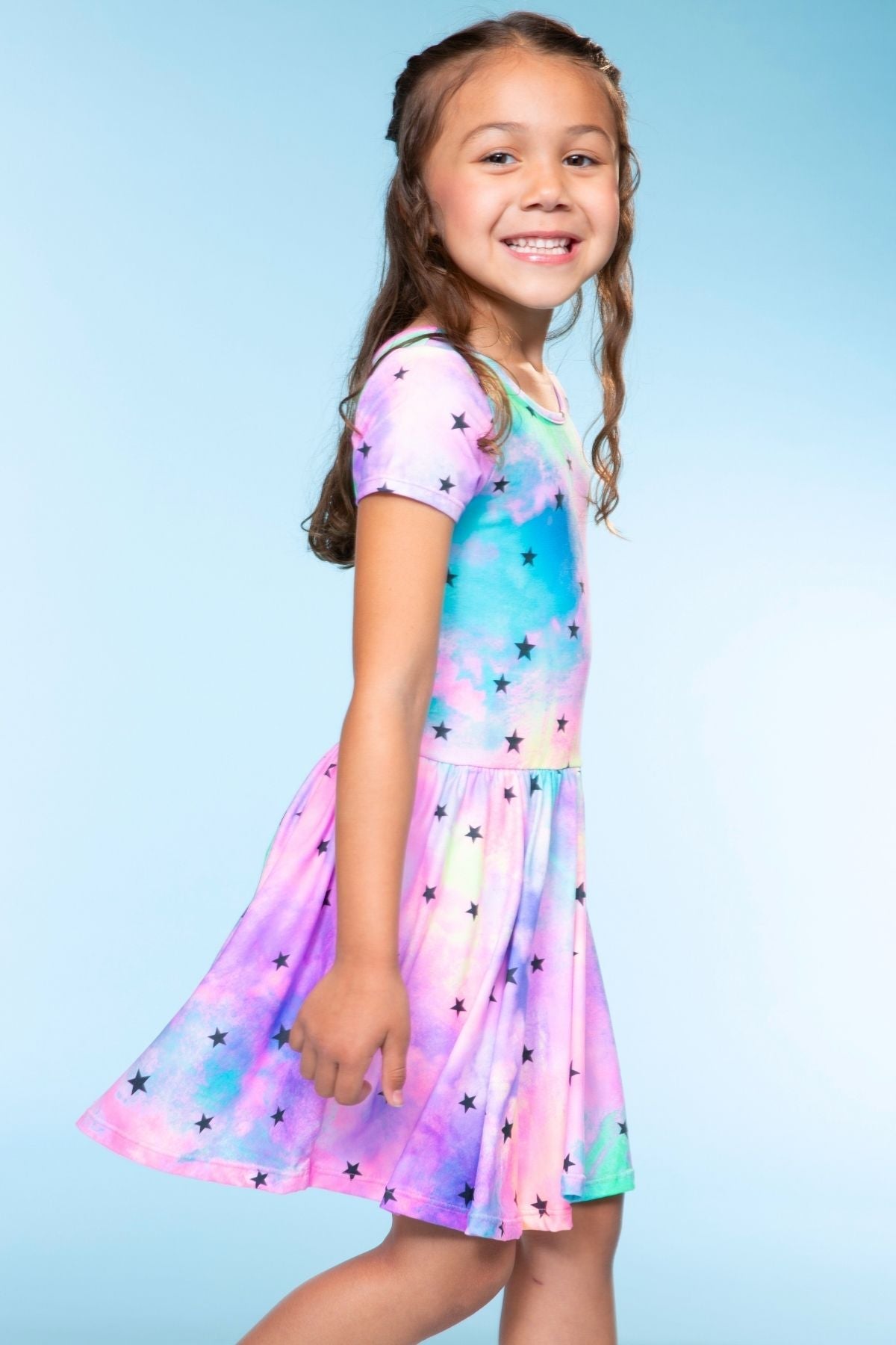 Simply Soft Short Sleeve Be Happy Dress - Tie Dye Rainbow Donuts - NEW!