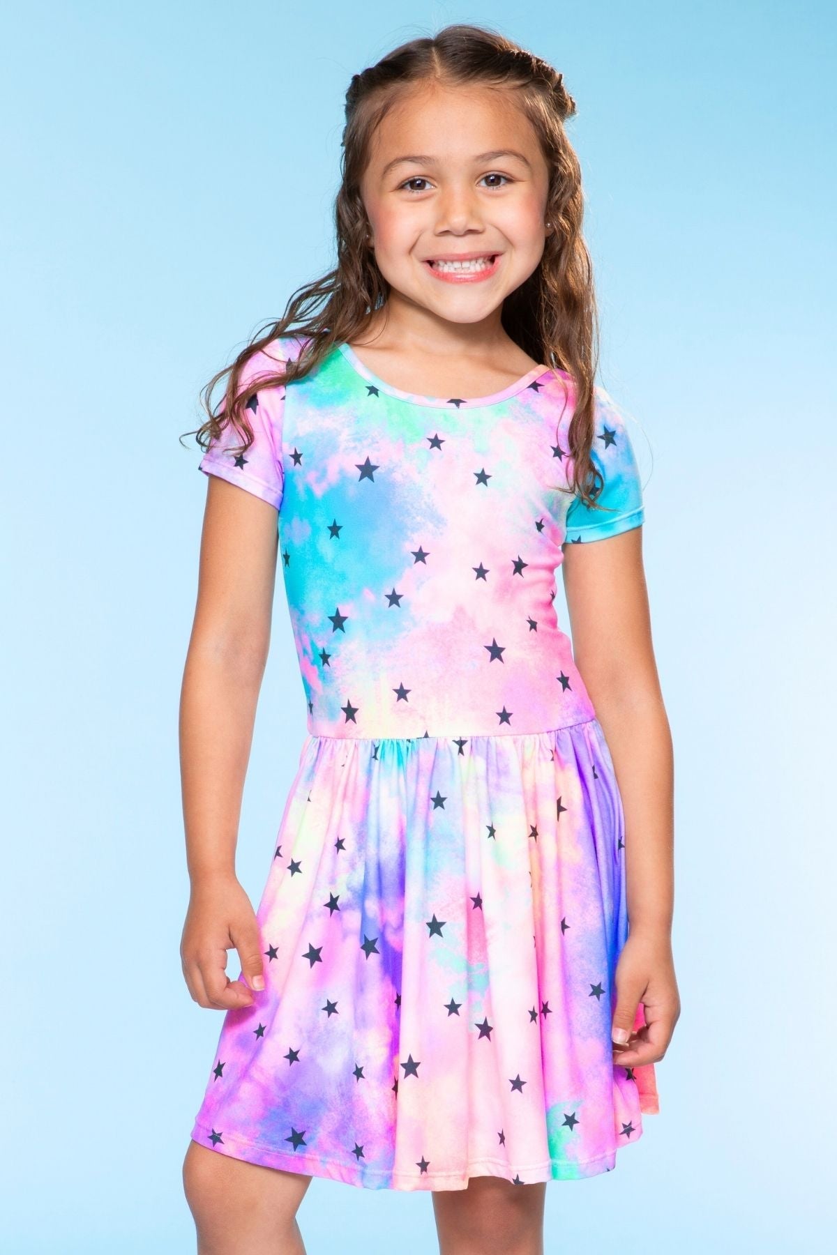 Simply Soft Short Sleeve Be Happy Dress - Tie Dye Rainbow Donuts - NEW!