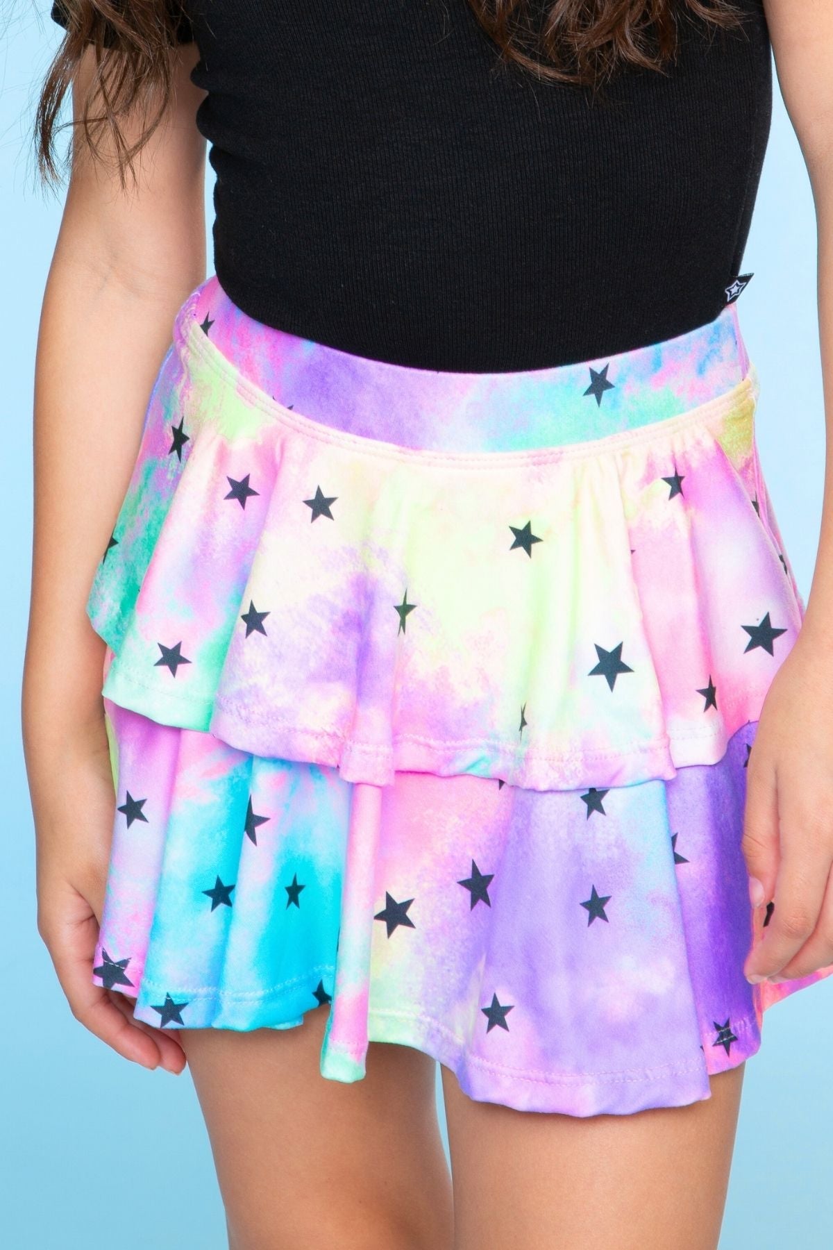 Simply Soft Double Ruffle Skort - Light Blue Daisy