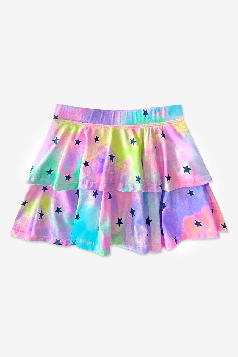 Simply Soft Double Ruffle Skort - Light Blue Daisy