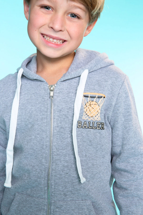 Cotton Soft French Terry Zip Hoodie - Sky Blue Pit Crew