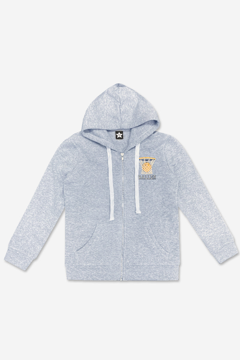 Cotton Soft French Terry Zip Hoodie - Sky Blue Pit Crew