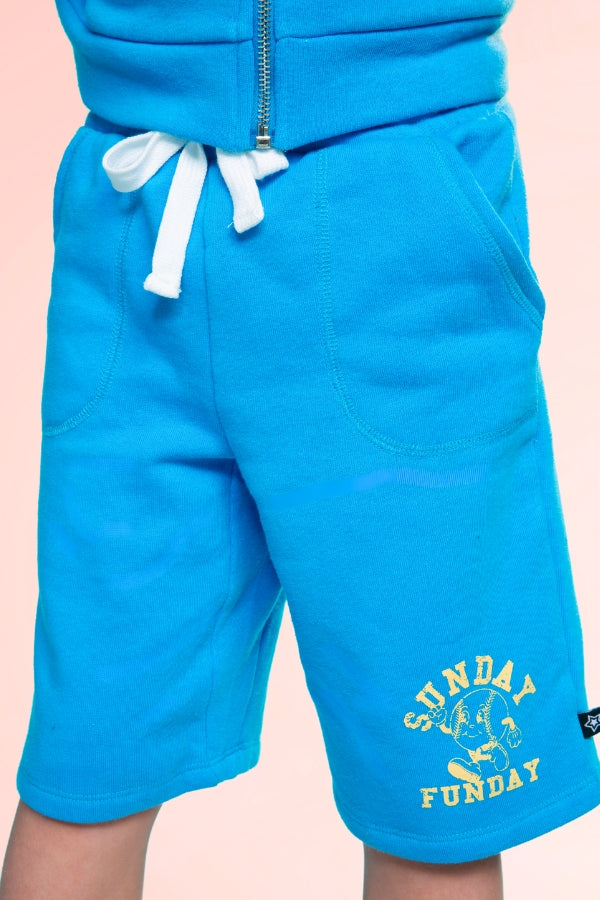 Cotton Soft French Terry Board Short - Sky Blue Pit Crew