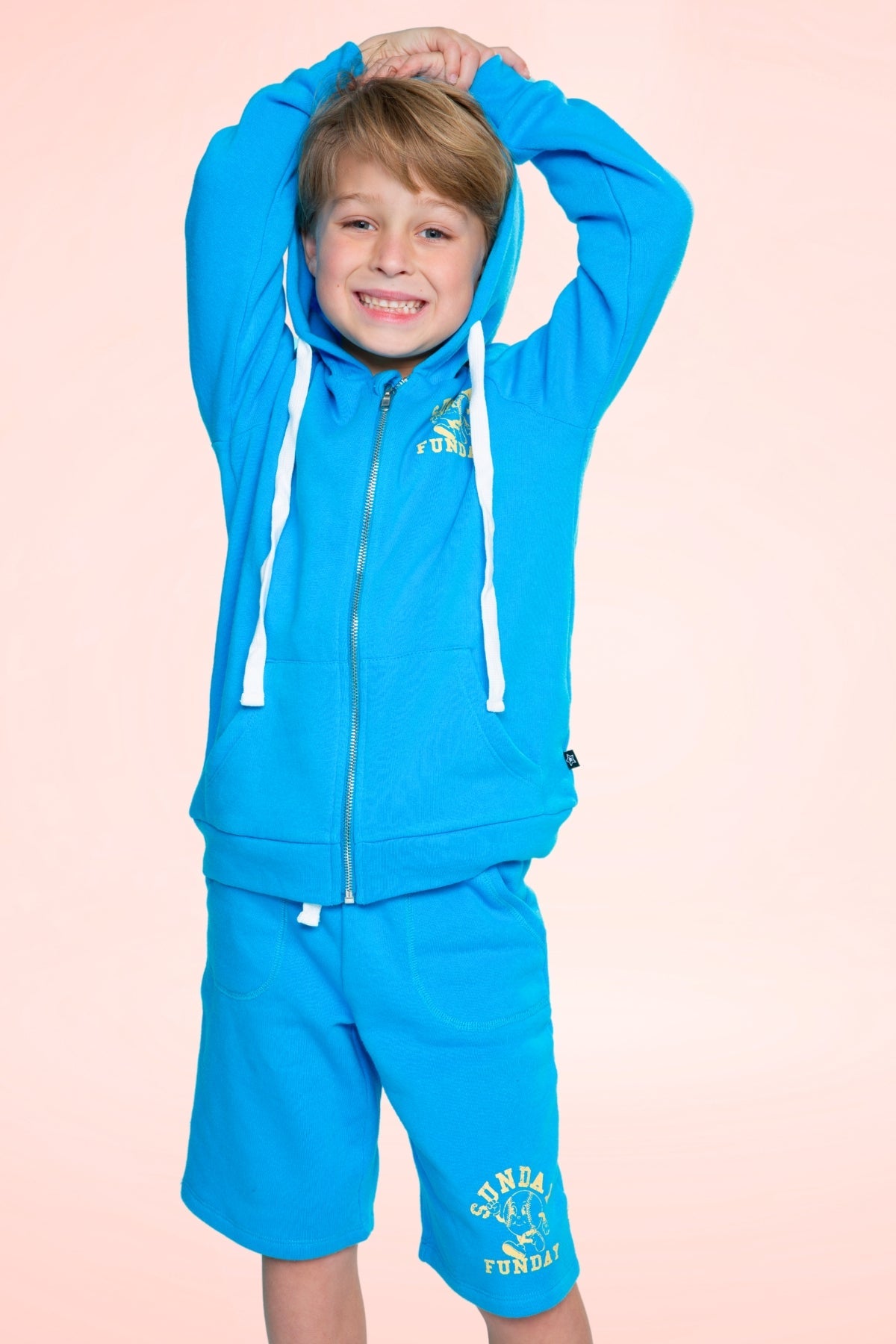 Cotton Soft French Terry Board Short - Sky Blue Pit Crew