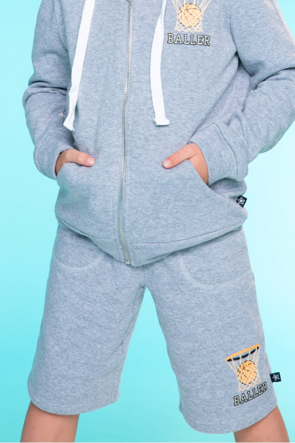 Cotton Soft French Terry Board Short - Sky Blue Pit Crew