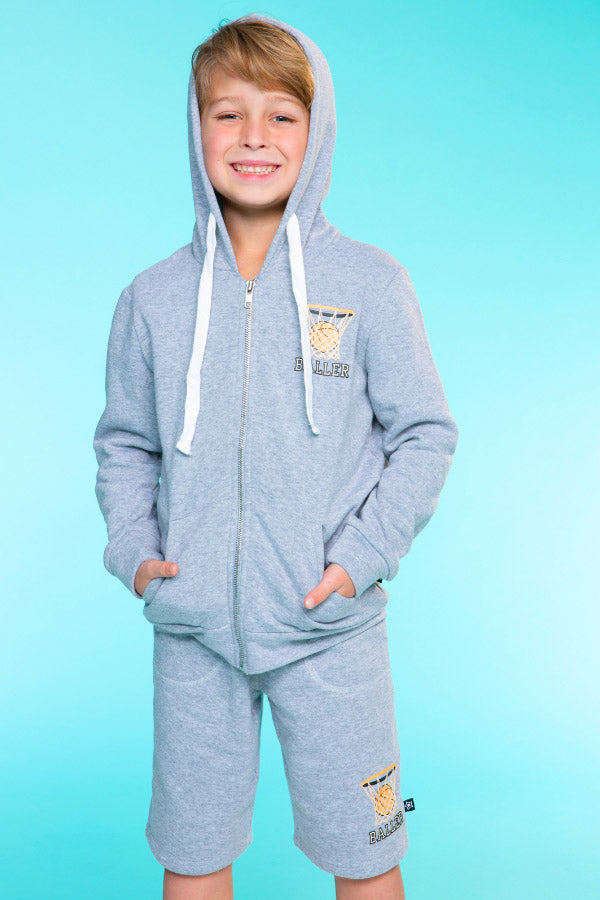 Cotton Soft French Terry Board Short - Sky Blue Pit Crew