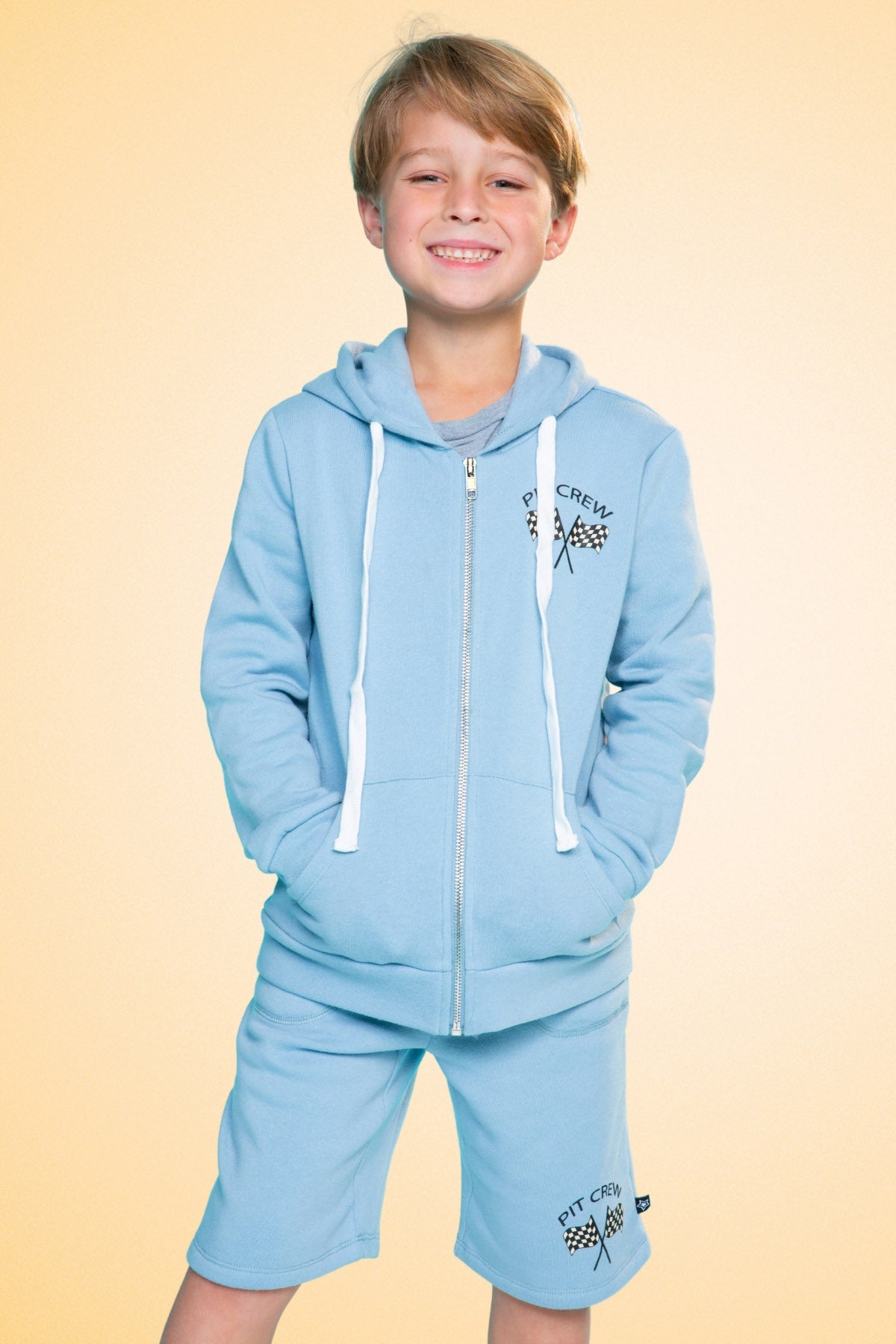 Cotton Soft French Terry Board Short - Sky Blue Pit Crew