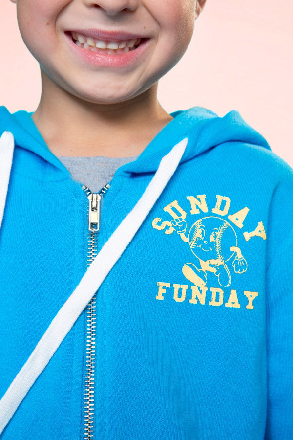 Cotton Soft French Terry Zip Hoodie - Sky Blue Pit Crew