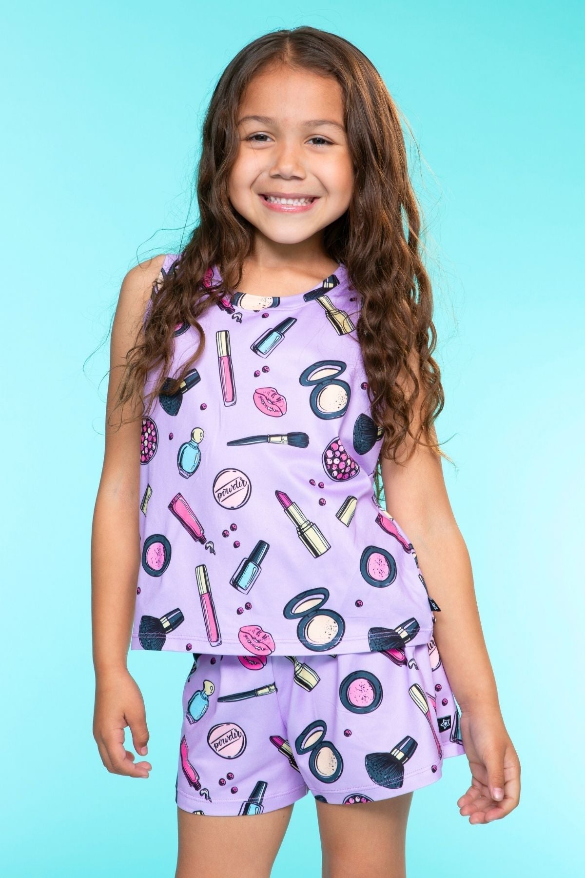Simply Soft Sleeveless Easy Tank & Dolphin Short - Purple Tie Dye Gumball