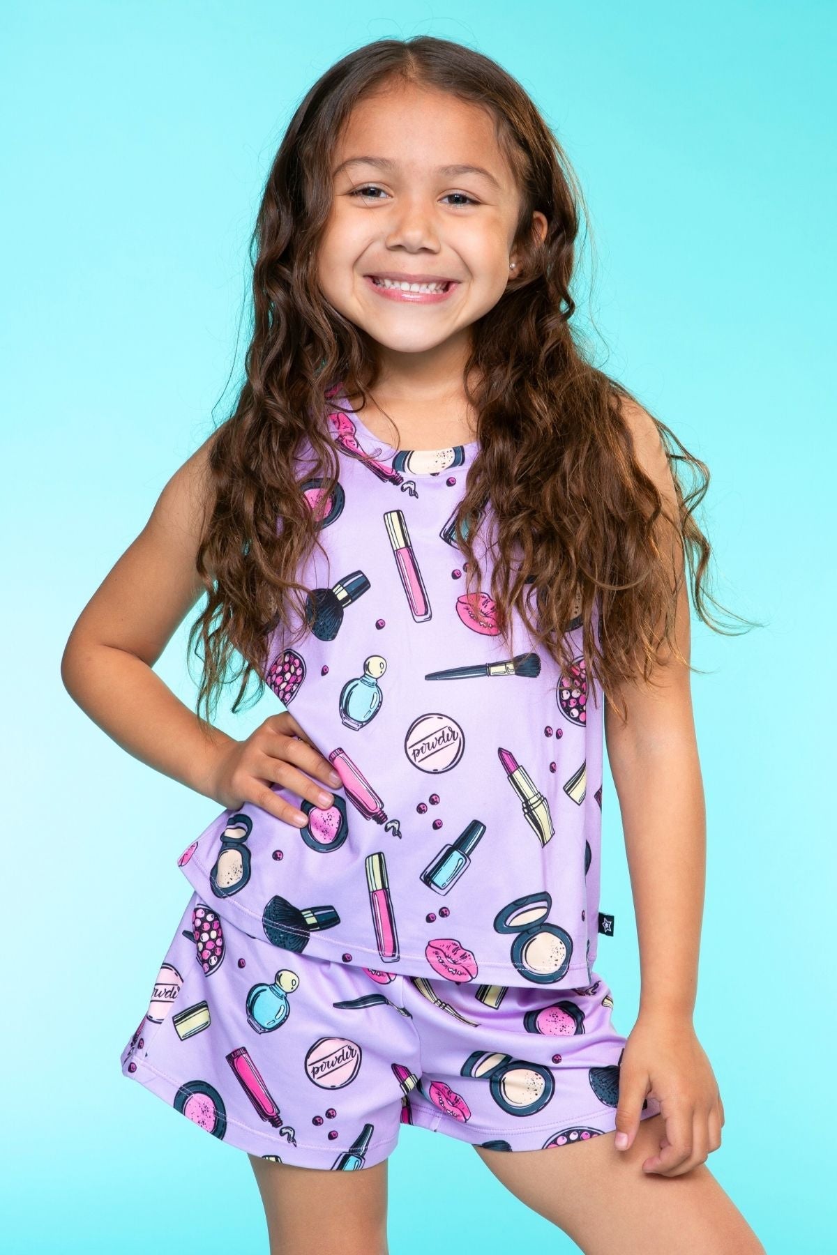 Simply Soft Sleeveless Easy Tank & Dolphin Short - Purple Tie Dye Gumball