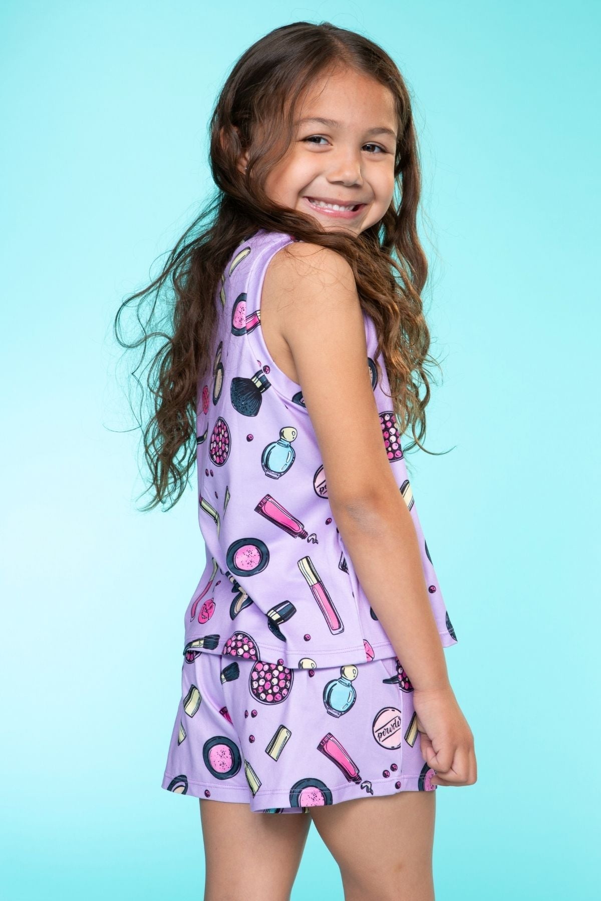 Simply Soft Sleeveless Easy Tank & Dolphin Short - Purple Tie Dye Gumball