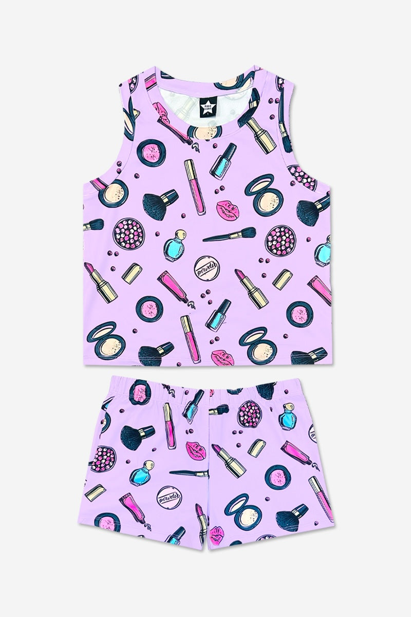 Simply Soft Sleeveless Easy Tank & Dolphin Short - Purple Tie Dye Gumball