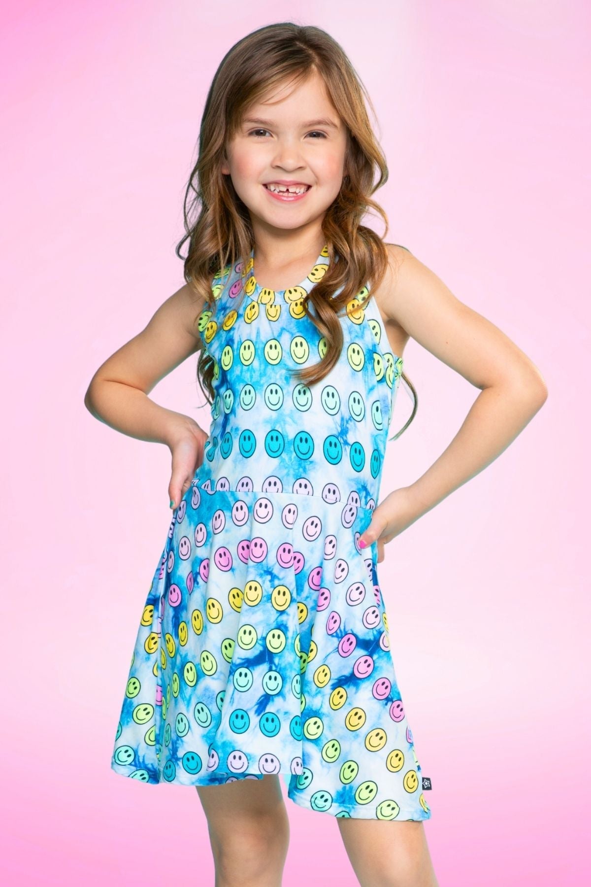 Simply Soft Racerback Skater Dress - Denim Rainbow Gummy
