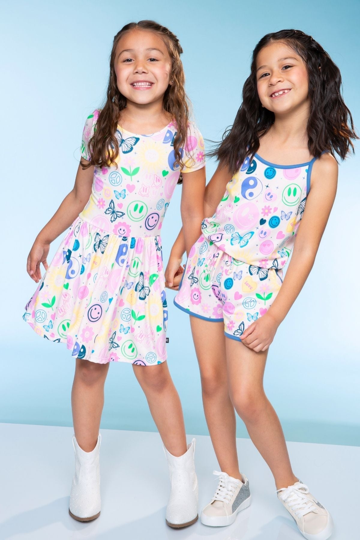Simply Soft Short Sleeve Scoop Back Be Happy Dress - Pink Tie Dye Cherry Bow