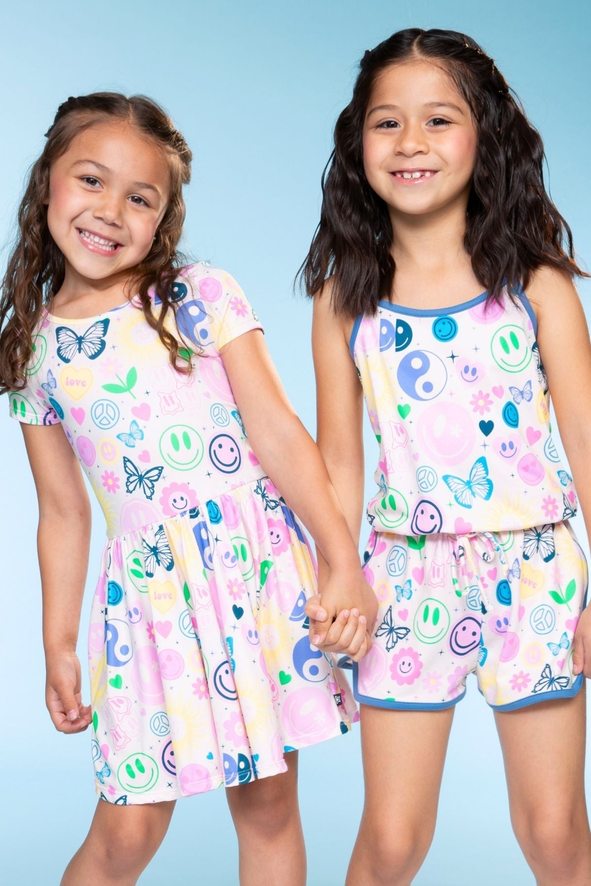 Simply Soft Strappy Short Romper - Rainbow Smile Retro