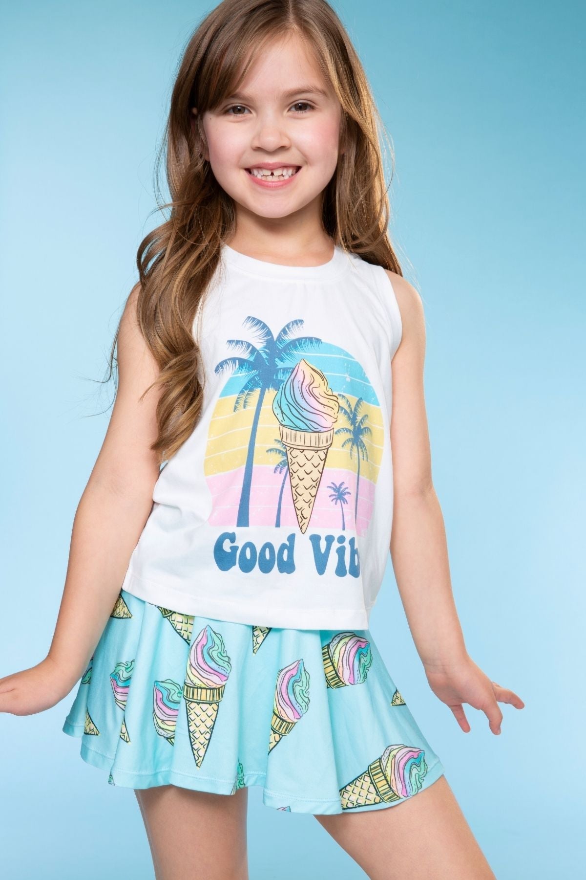 Simply Soft Skort - Pink Daisy Rainbow