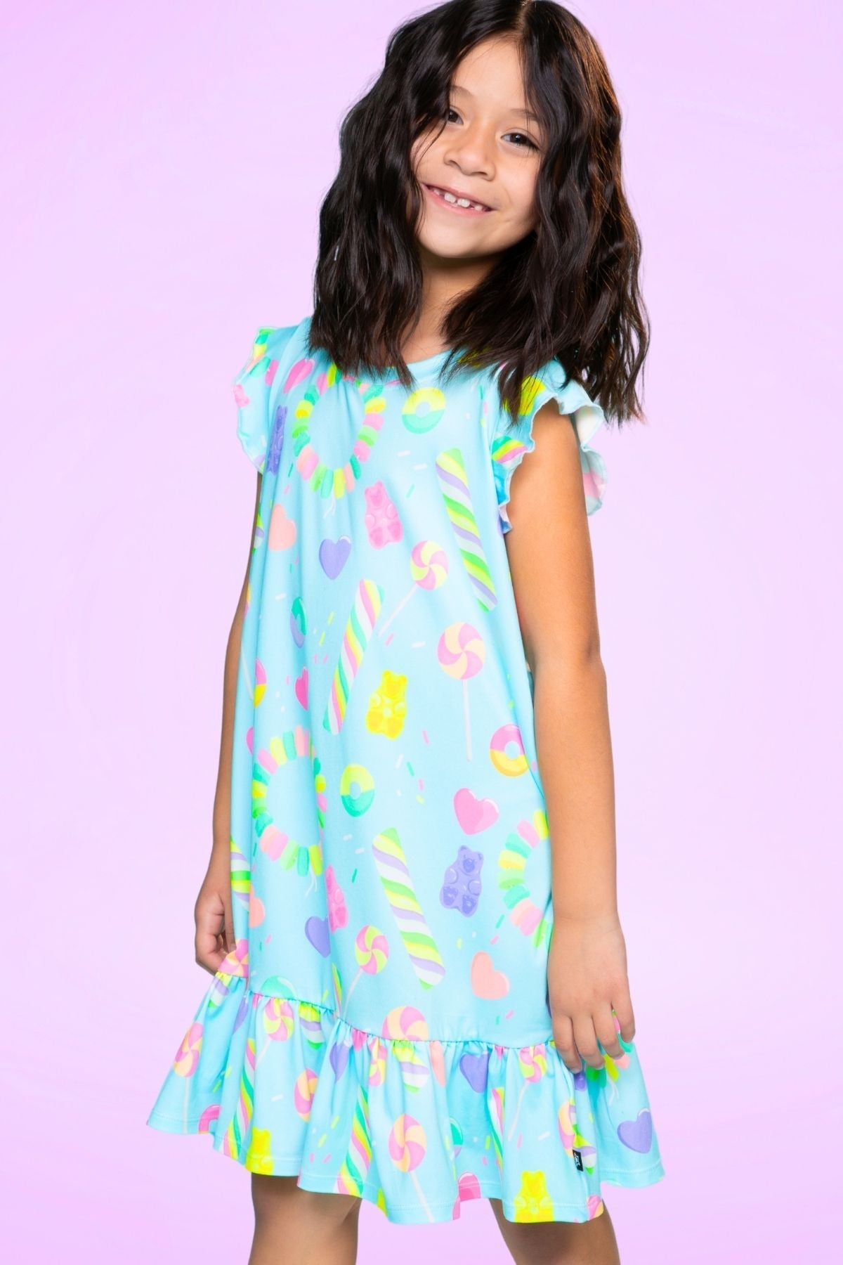 Simply Soft Flutter Sleeve Lounge Dress - Lilac Donut Ice Cream - NEW!