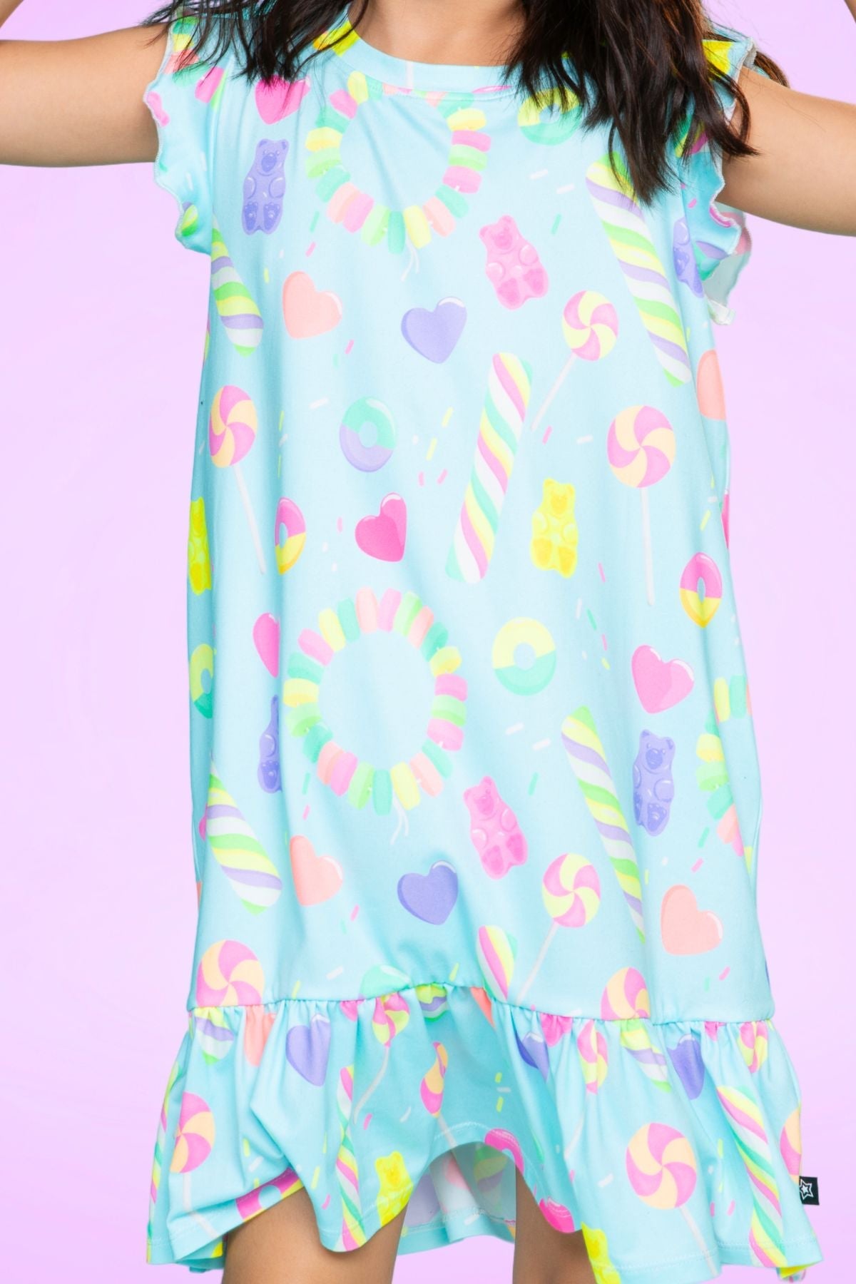 Simply Soft Flutter Sleeve Lounge Dress - Lilac Donut Ice Cream - NEW!