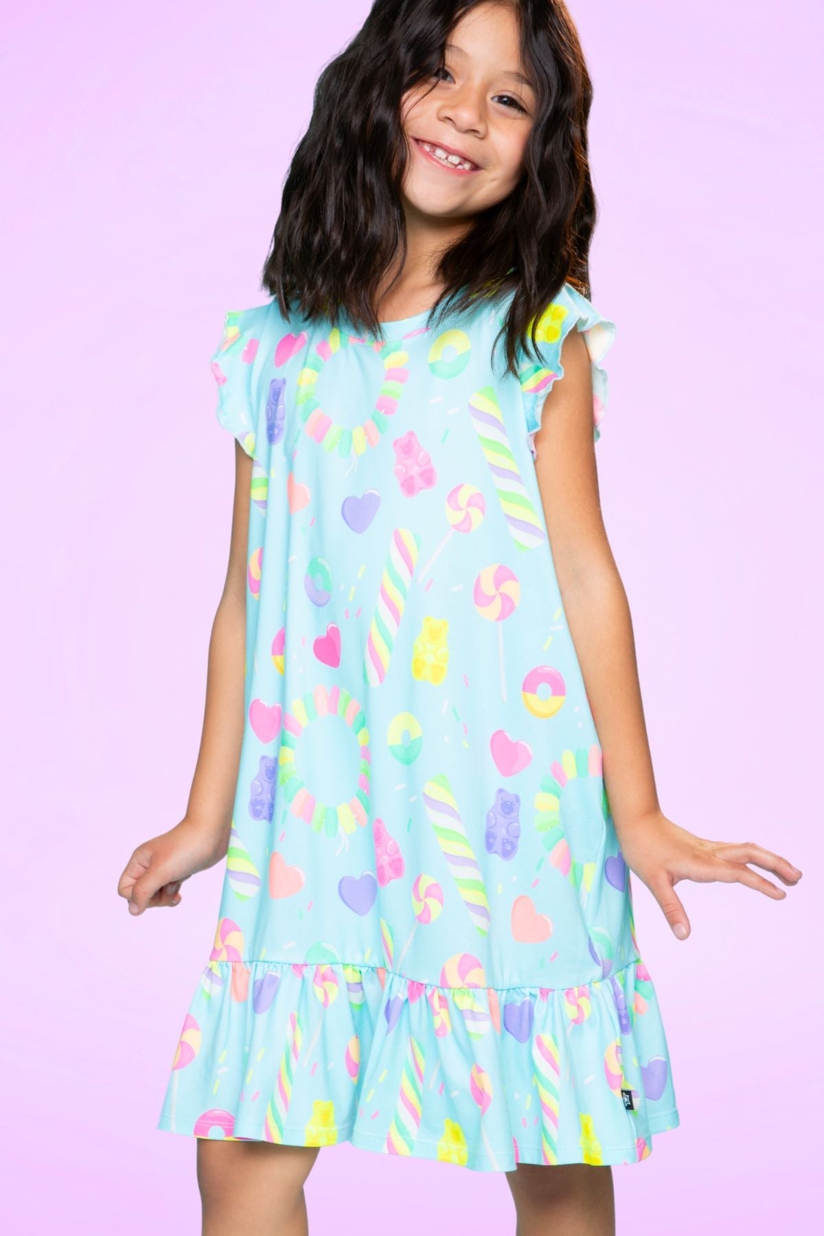 Simply Soft Flutter Sleeve Lounge Dress - Lilac Donut Ice Cream - NEW!