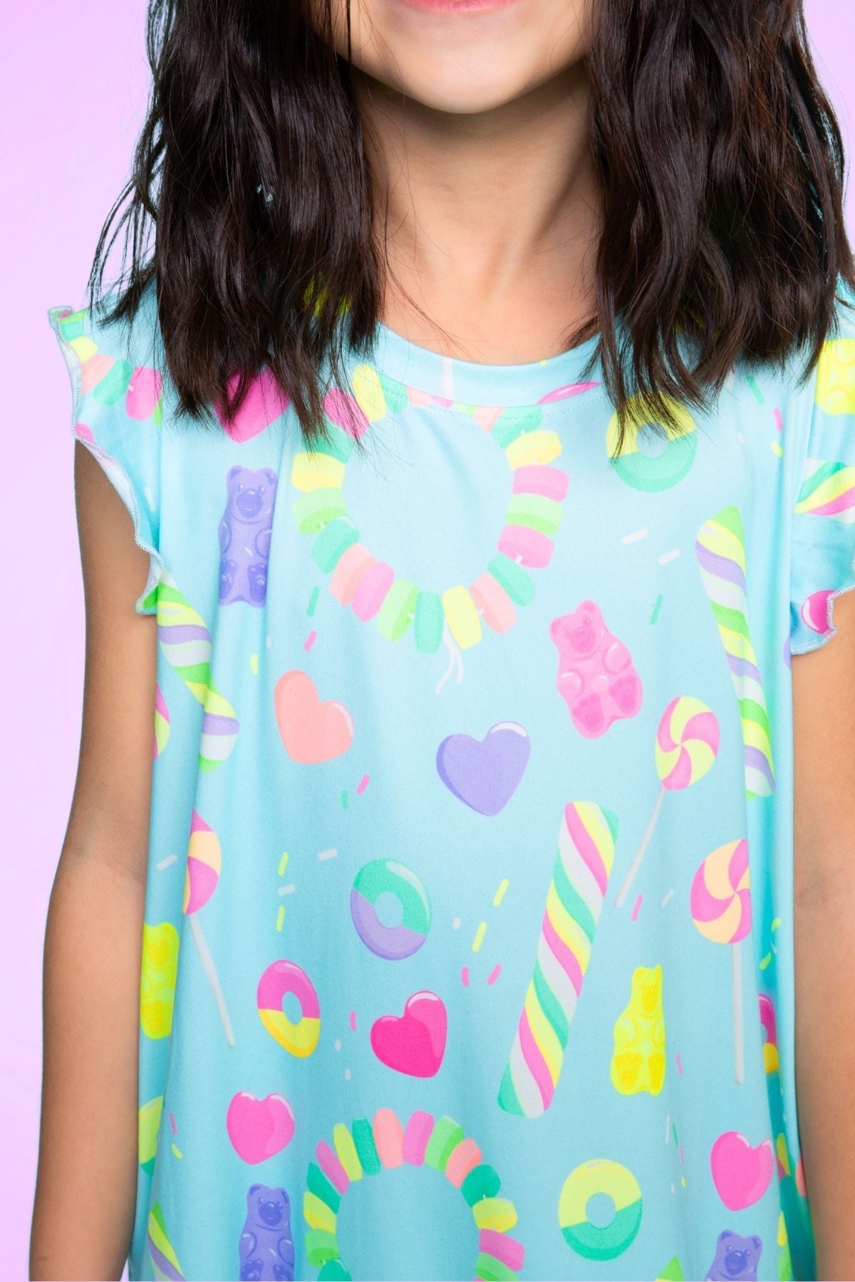 Simply Soft Flutter Sleeve Lounge Dress - Lilac Donut Ice Cream - NEW!