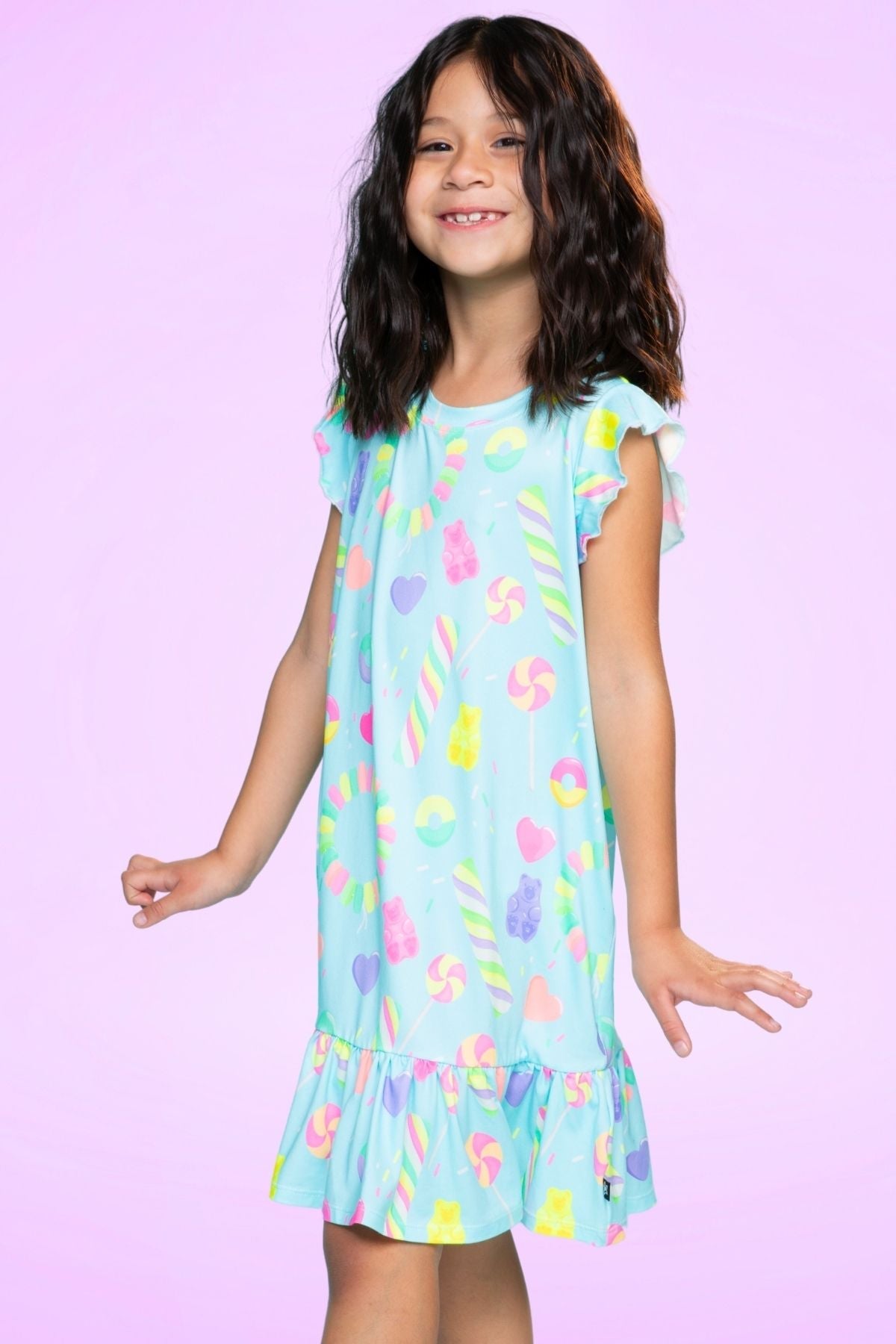 Simply Soft Flutter Sleeve Lounge Dress - Lilac Donut Ice Cream - NEW!