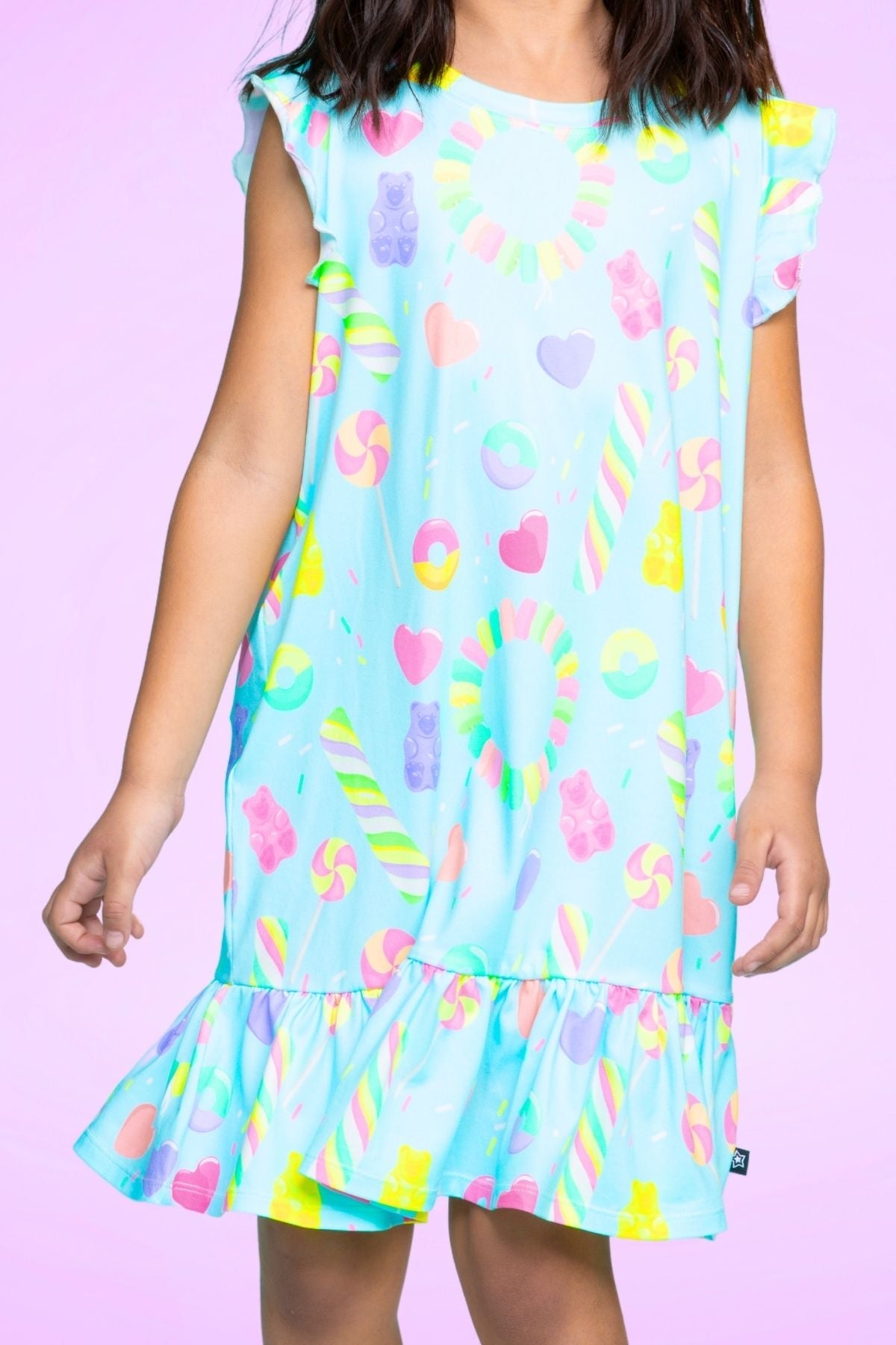 Simply Soft Flutter Sleeve Lounge Dress - Lilac Donut Ice Cream - NEW!