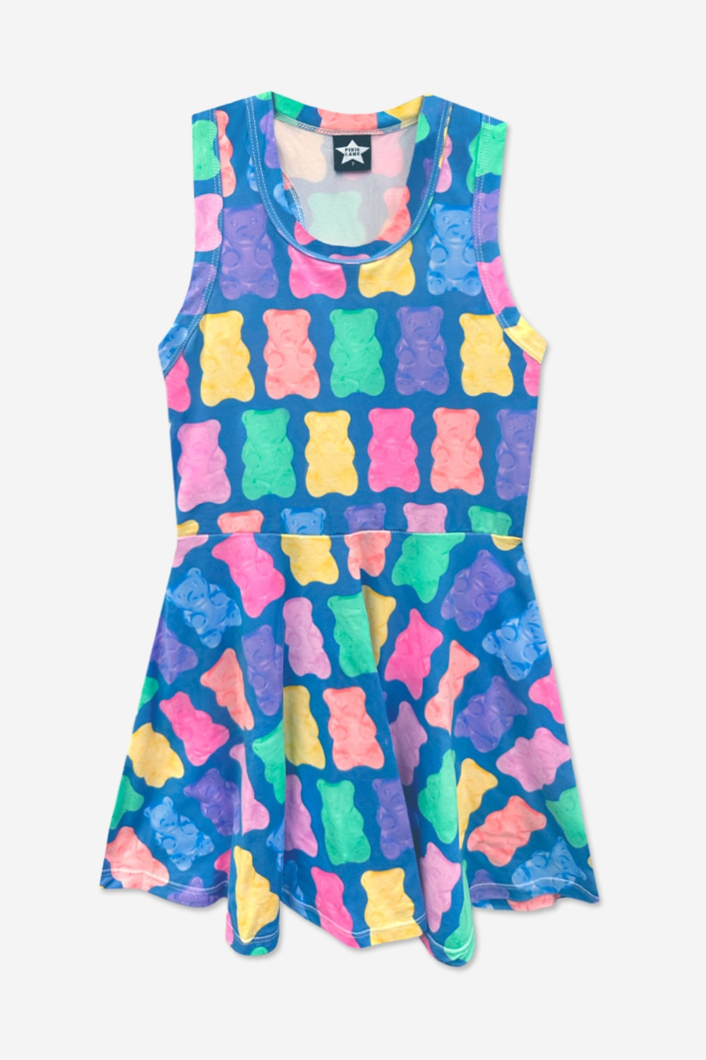 Simply Soft Racerback Skater Dress - Denim Rainbow Gummy