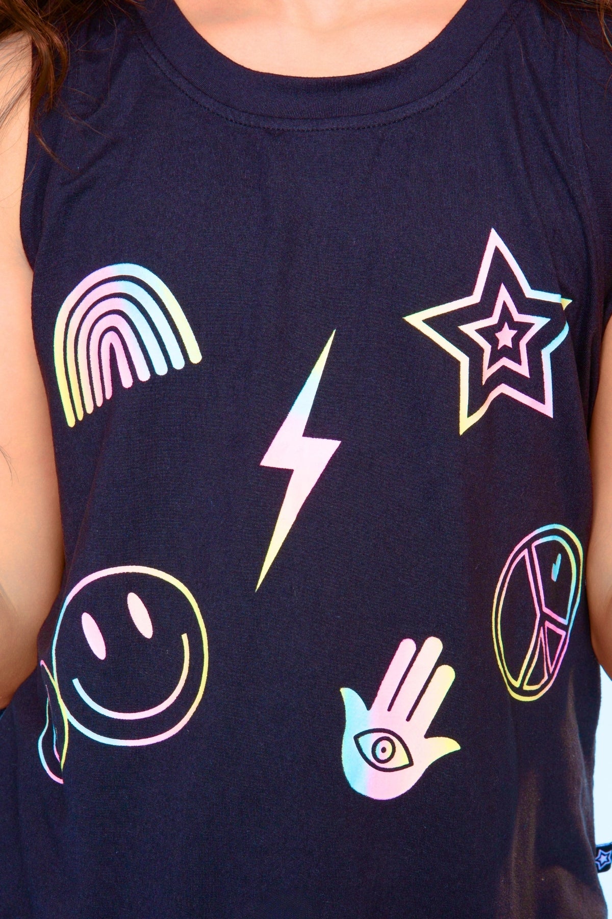 Simply Soft Tank & Dolphin Short Set - Black Rainbow Ombre Icons