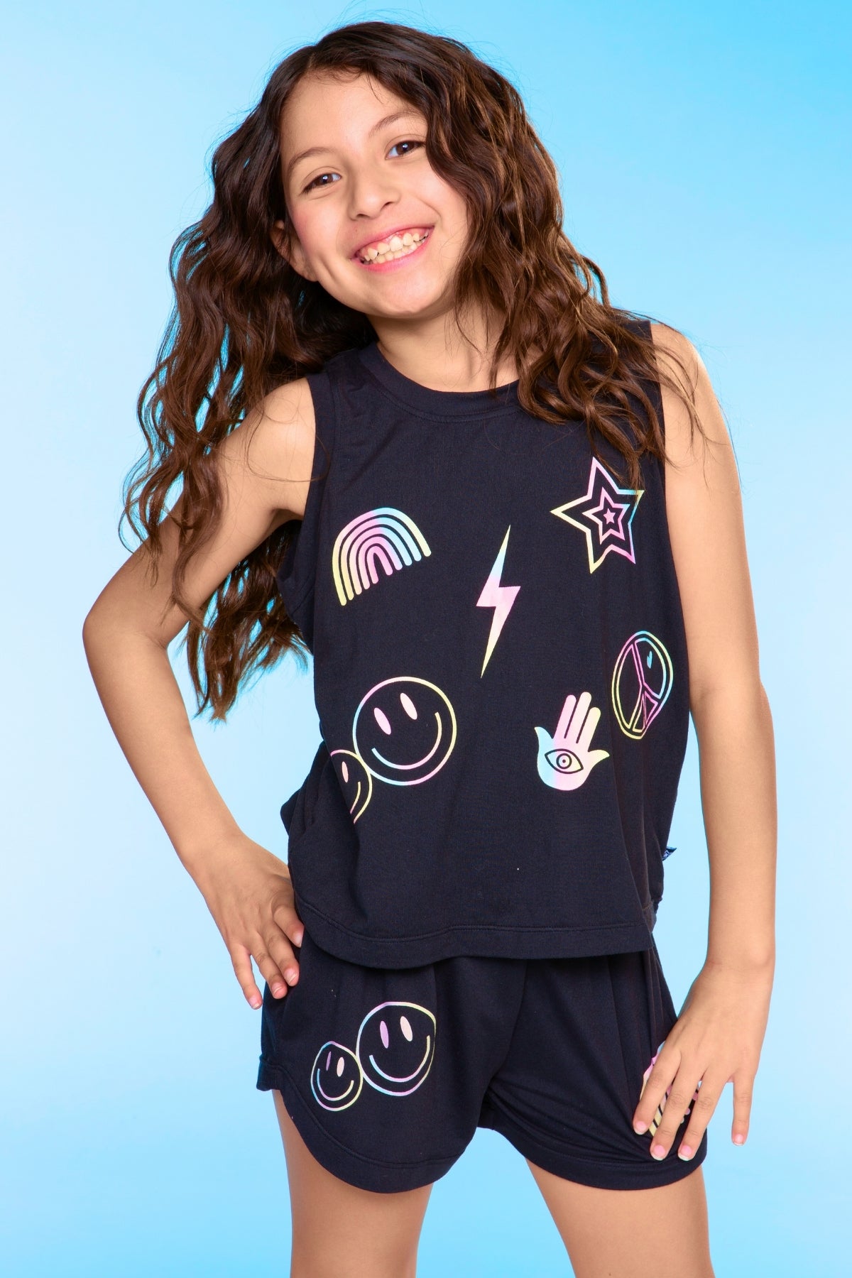 Simply Soft Tank & Dolphin Short Set - Pink Tie Dye Strawberry Bow