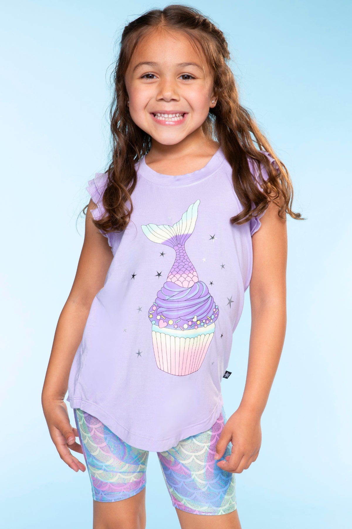 High Shine Biker Short - Silver Rainbow Gummy Bear