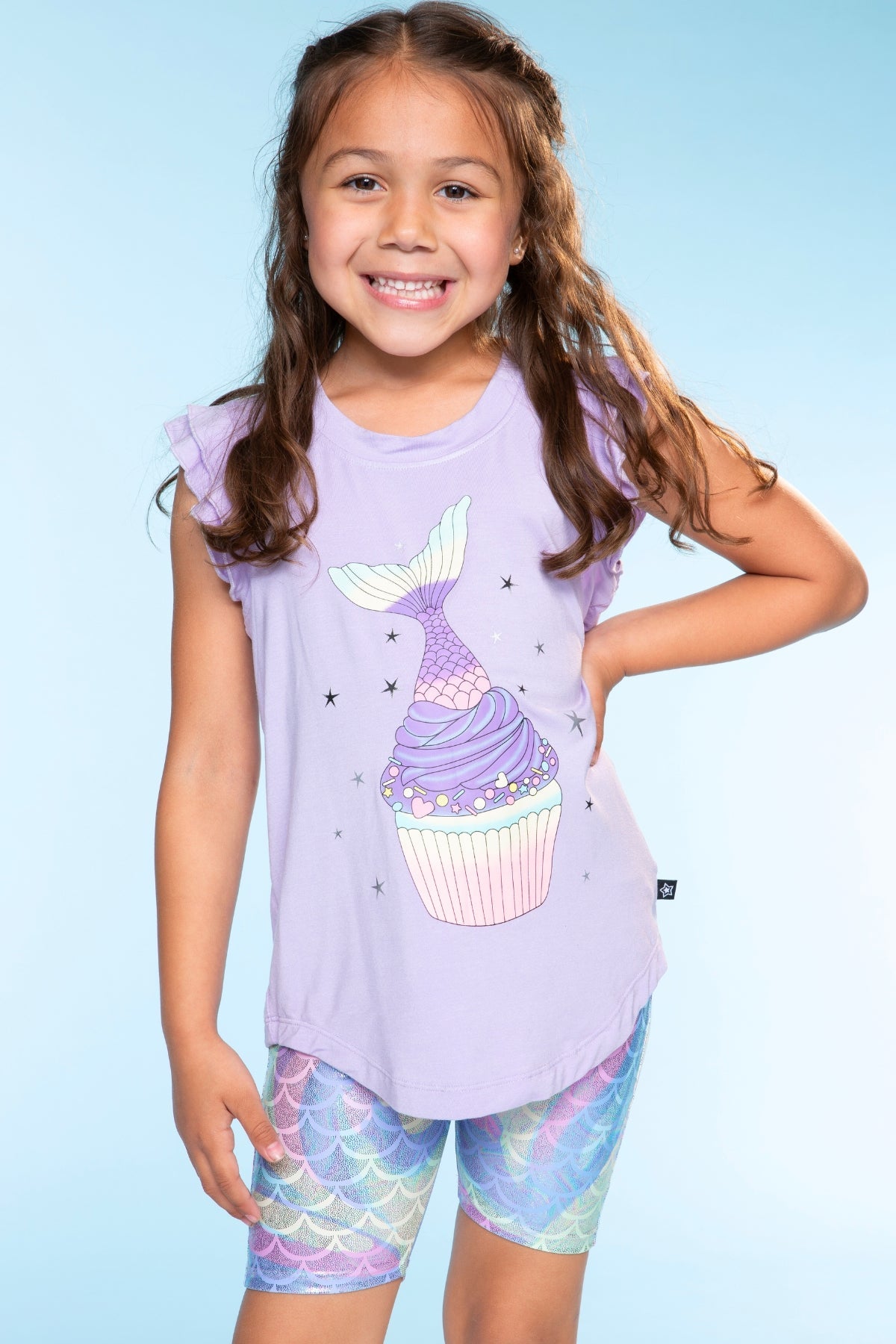 High Shine Biker Short - Silver Rainbow Gummy Bear