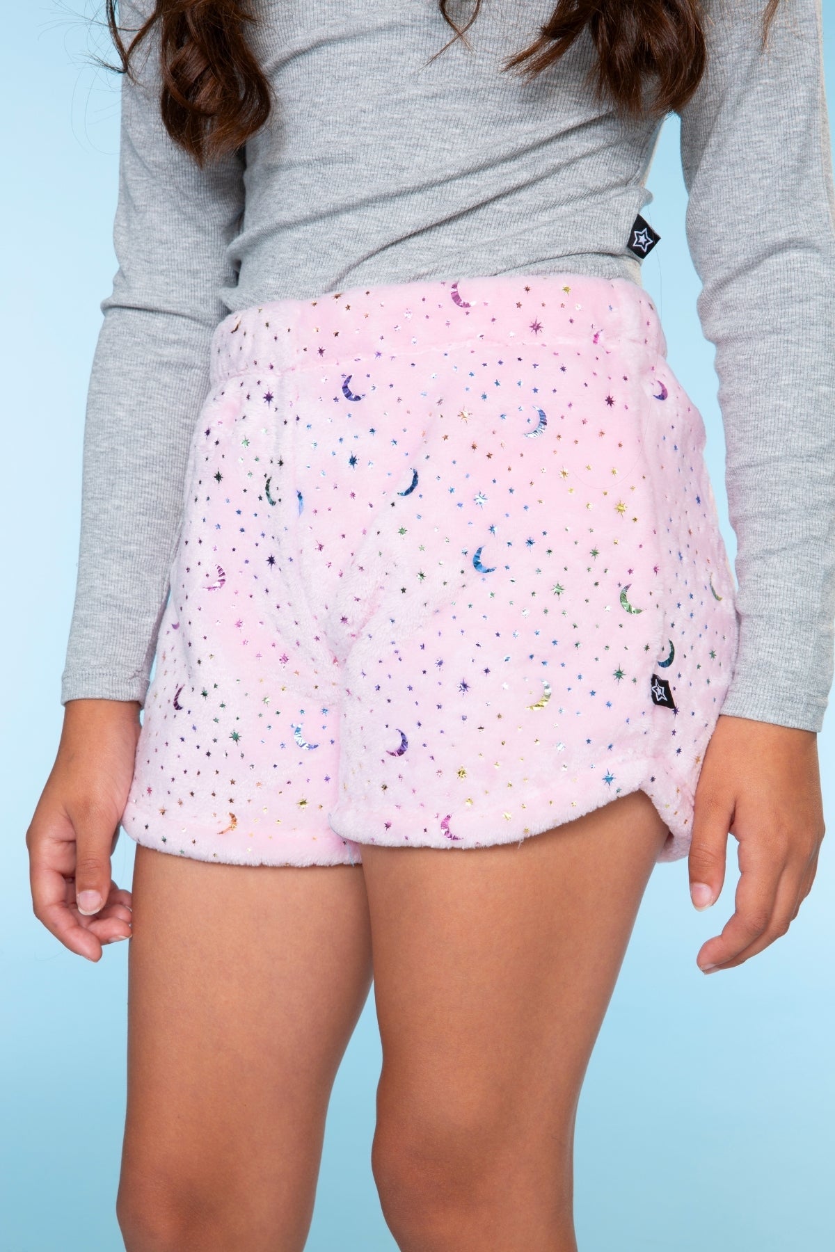 Fuzzy Plush Dolphin Short - Matcha Boba Print