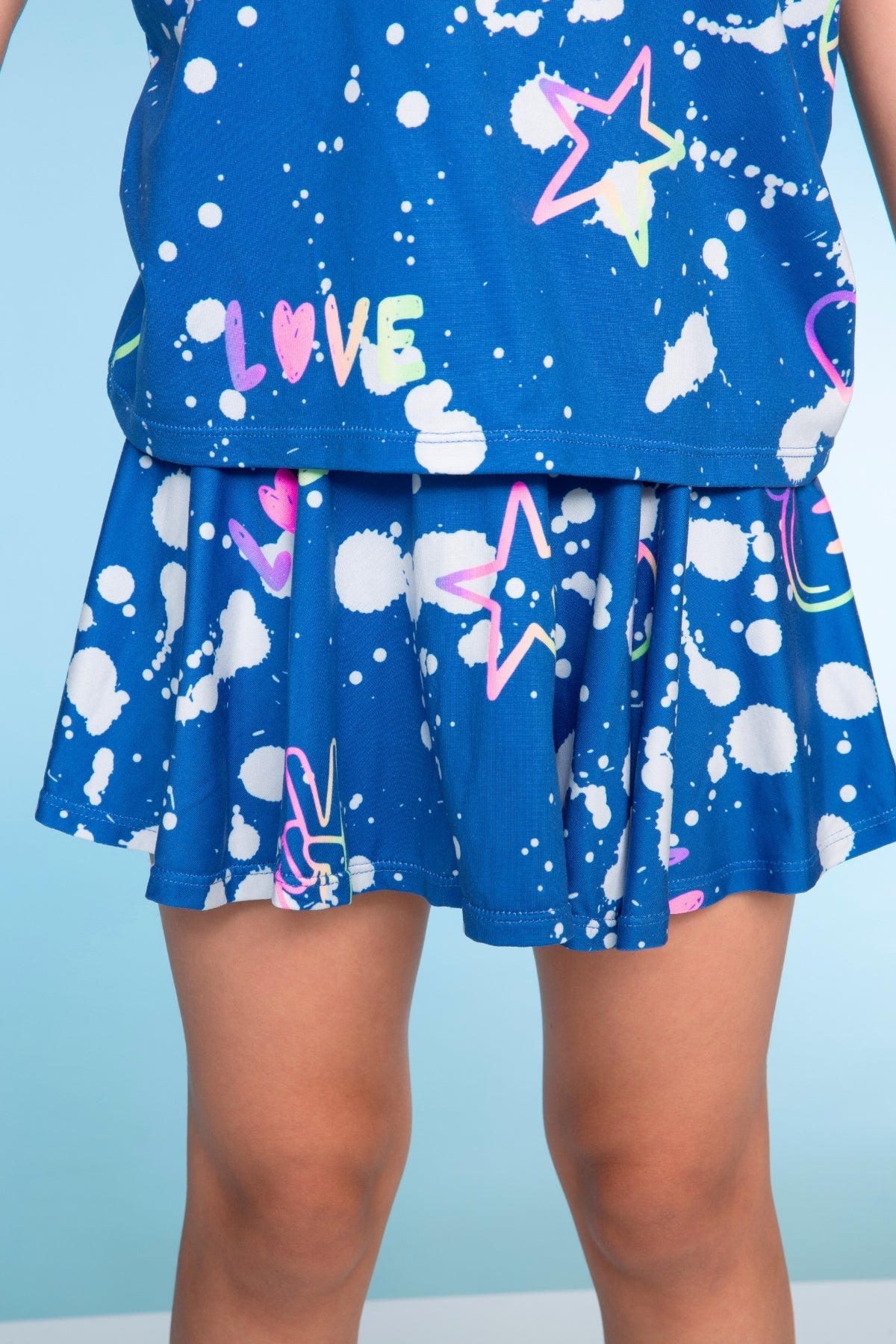 Simply Soft Easy Tee & Skort Set - Denim Tie Dye Graffiti Elements - NEW!