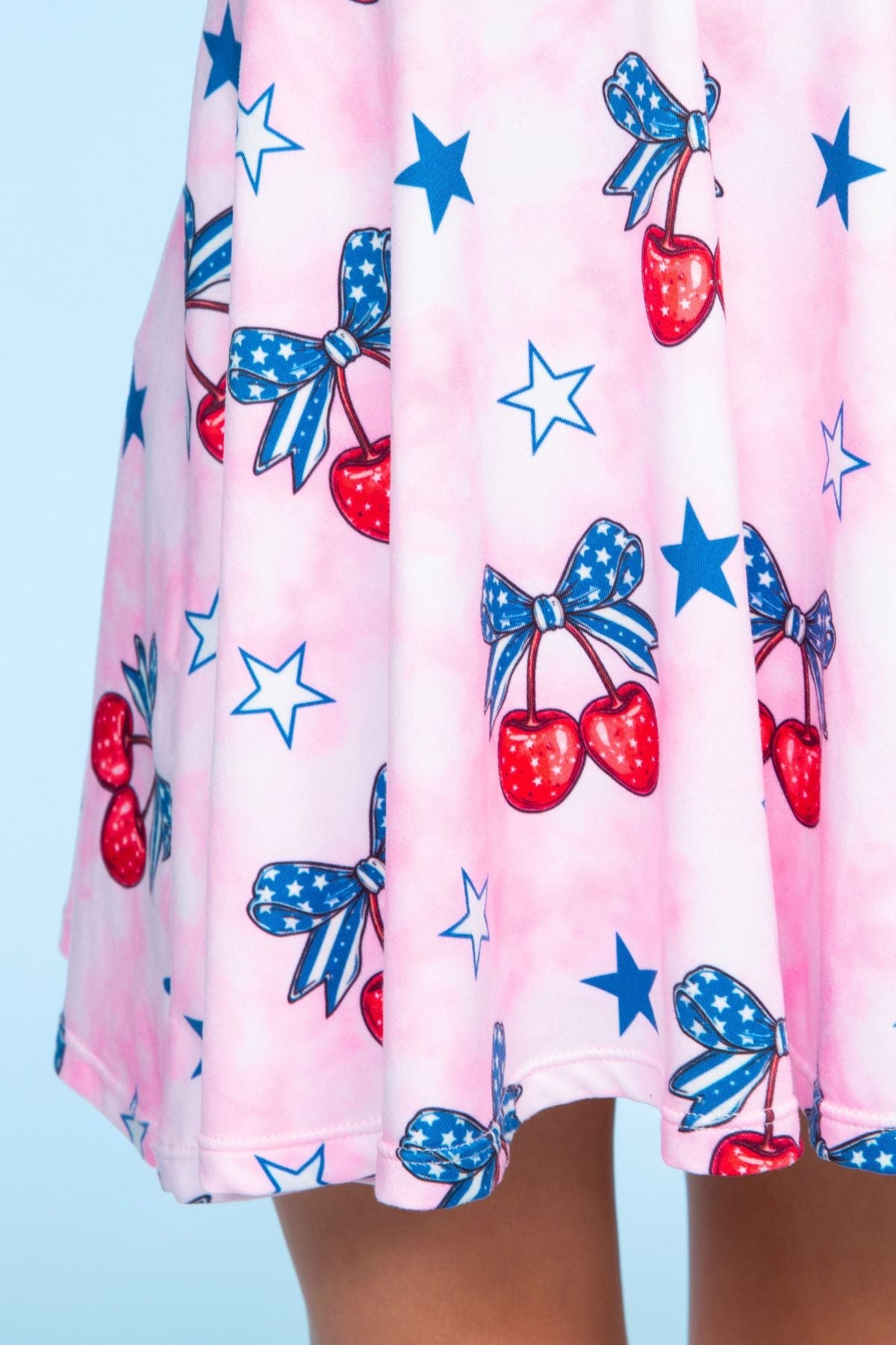 Simply Soft Short Sleeve Scoop Back Be Happy Dress - Pink Tie Dye Cherry Bow