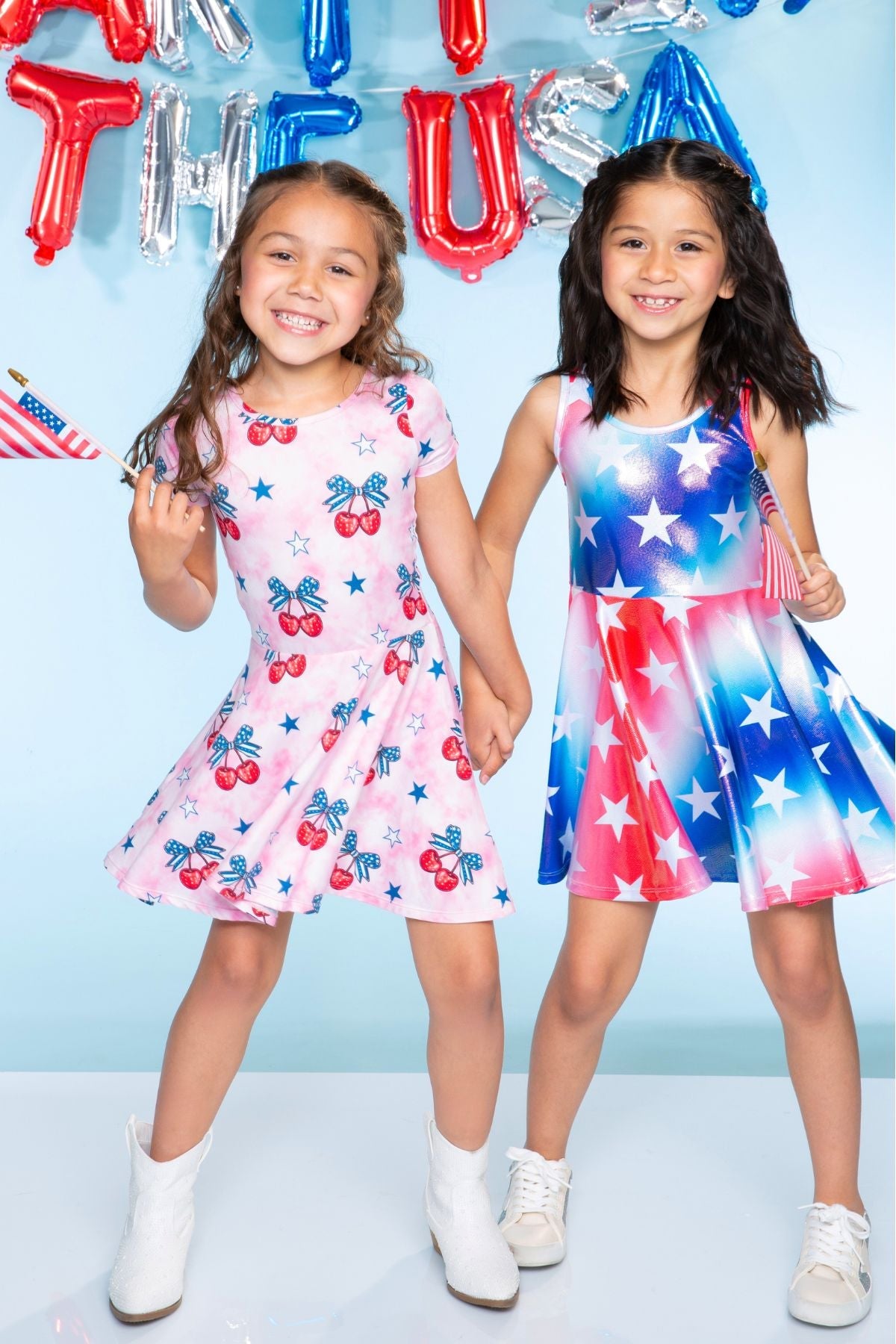 Simply Soft Short Sleeve Scoop Back Be Happy Dress - Pink Tie Dye Cherry Bow