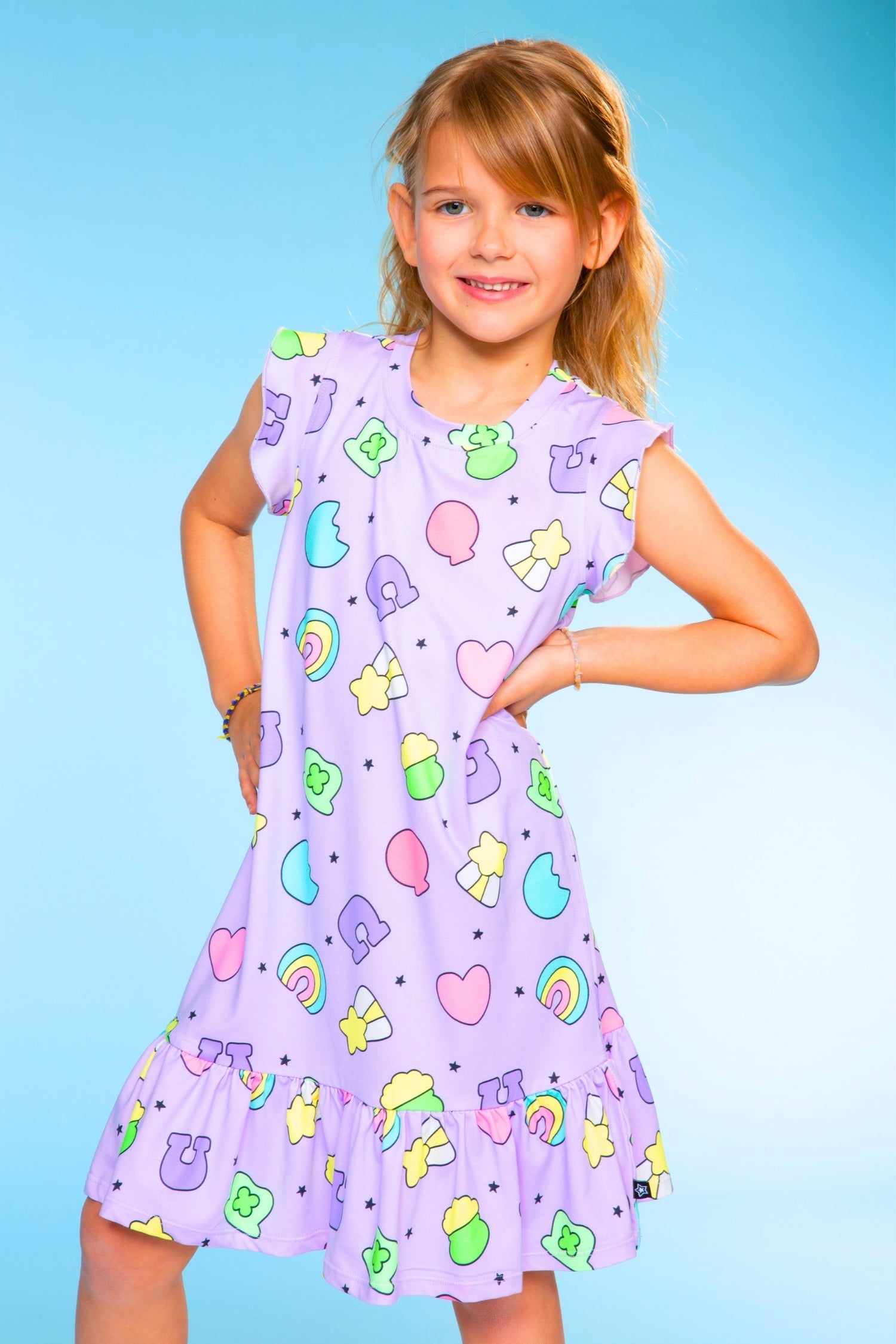Simply Soft Flutter Sleeve Lounge Dress - Lilac Donut Ice Cream - NEW!