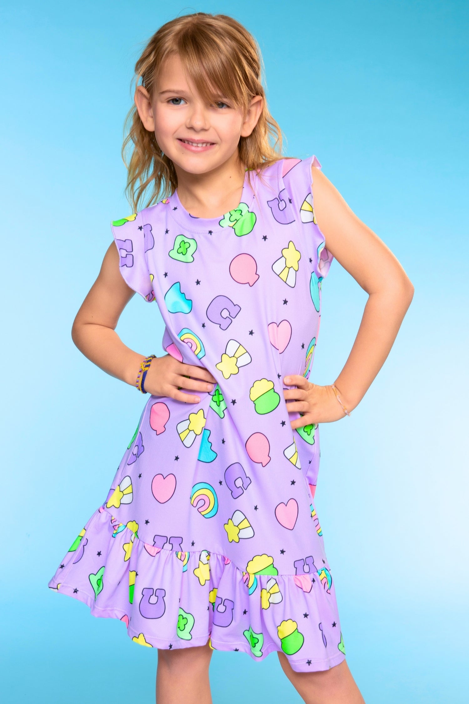 Simply Soft Flutter Sleeve Lounge Dress - Lilac Donut Ice Cream - NEW!