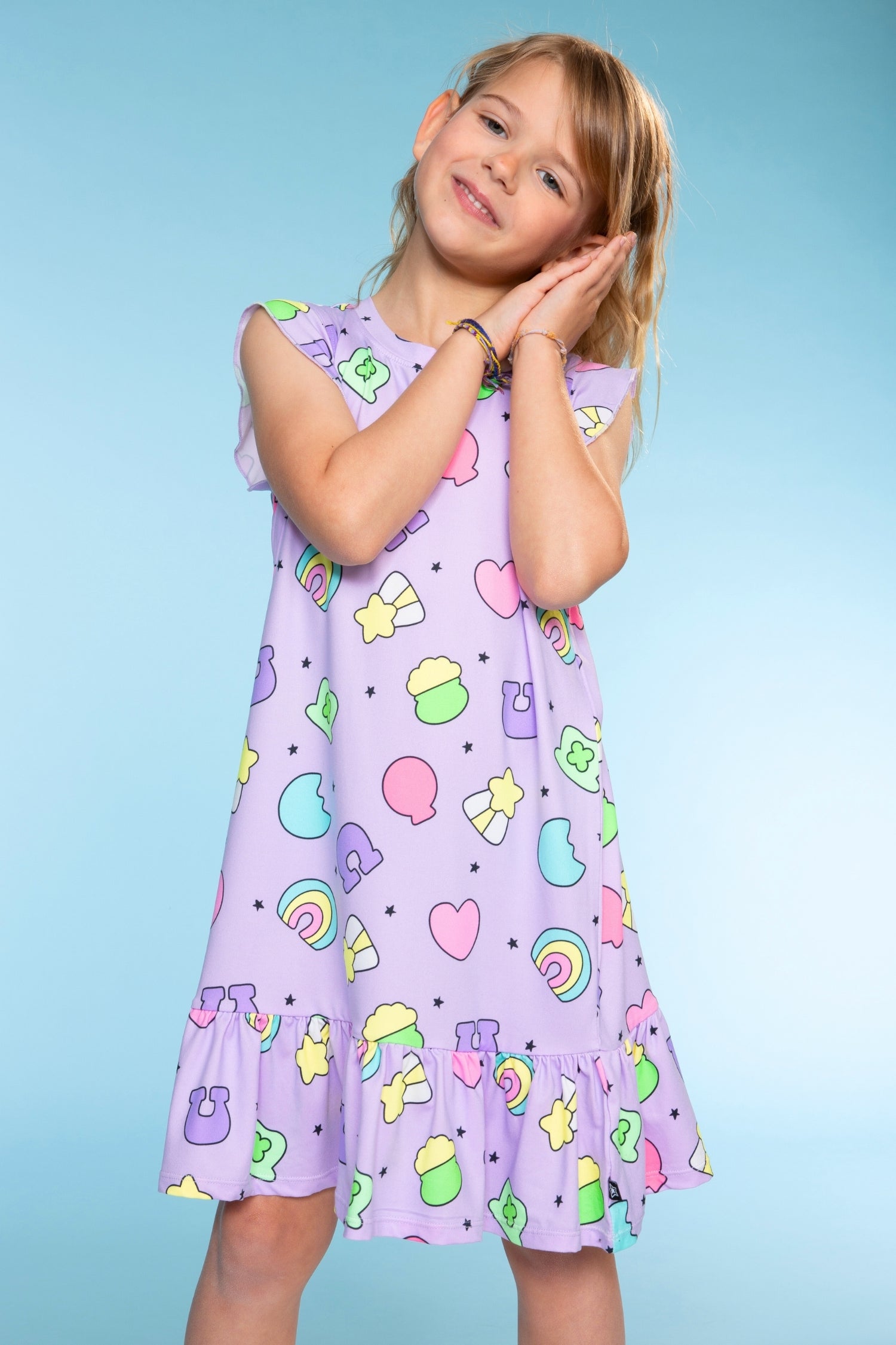 Simply Soft Flutter Sleeve Lounge Dress - Lilac Donut Ice Cream - NEW!