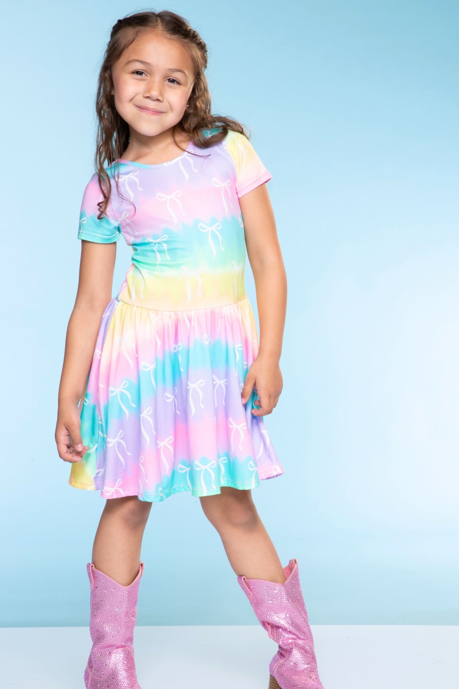 Simply Soft Short Sleeve Be Happy Dress - Tie Dye Rainbow Donuts - NEW!