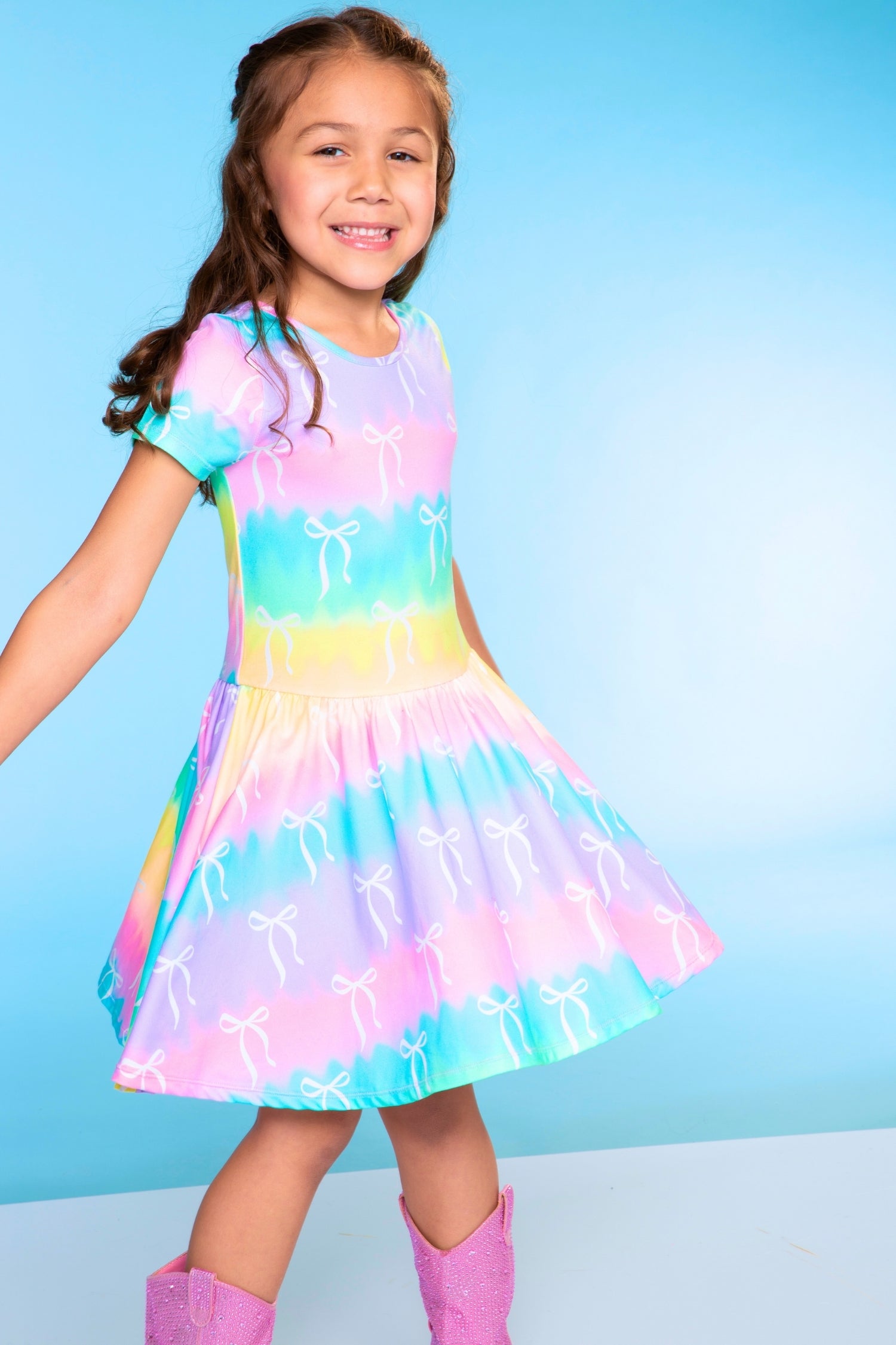 Simply Soft Short Sleeve Be Happy Dress - Tie Dye Rainbow Donuts - NEW!