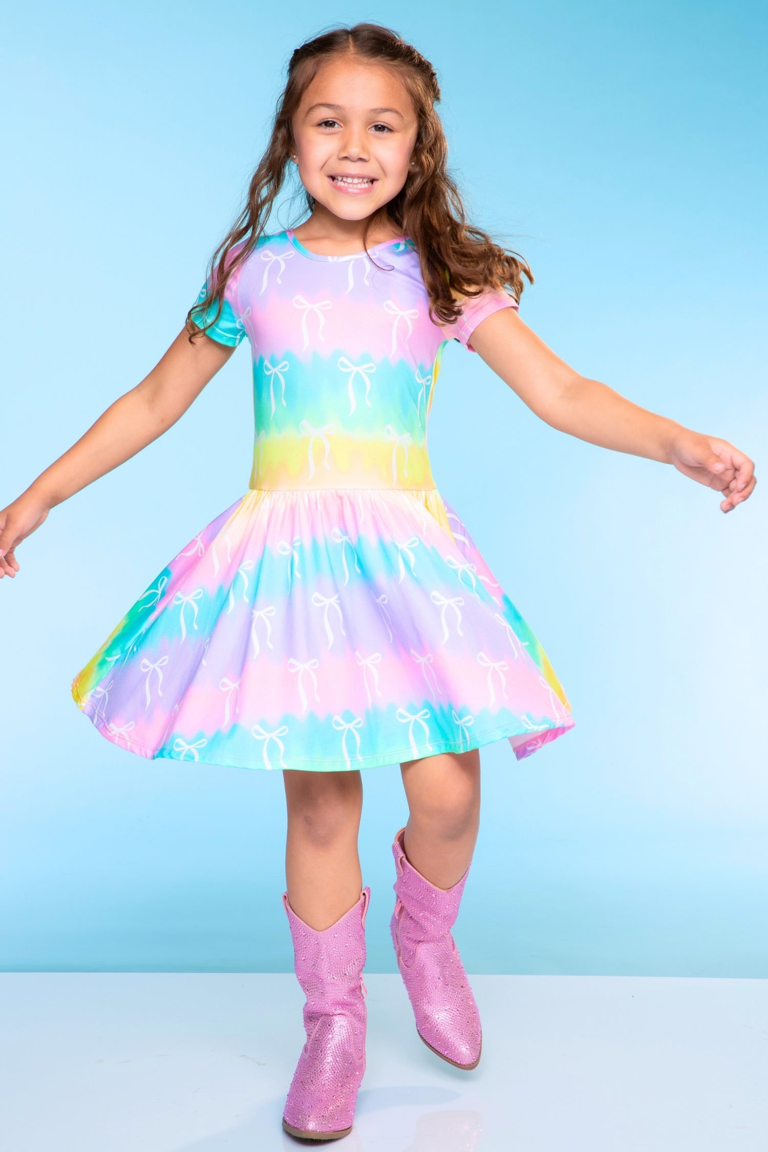 Simply Soft Short Sleeve Be Happy Dress - Tie Dye Rainbow Donuts - NEW!