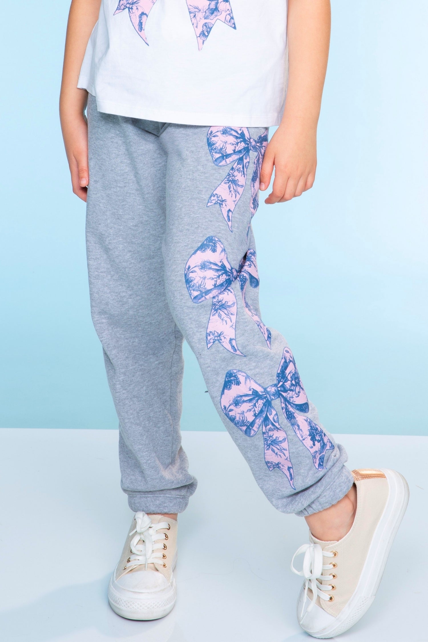 Cotton Soft French Terry Sweatpant ••• - Grey Pink Blue Stripe