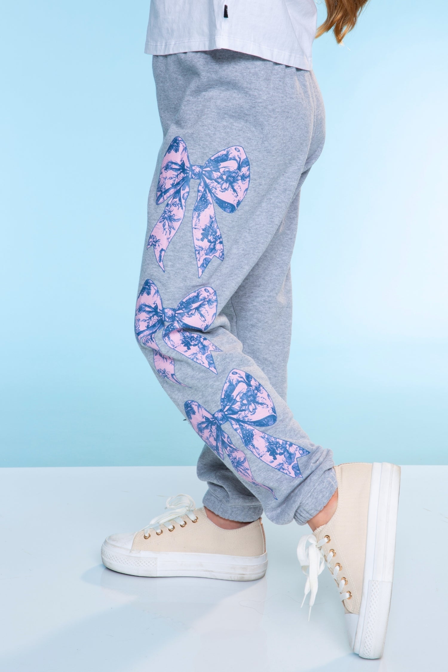 Cotton Soft French Terry Sweatpant ••• - Grey Pink Blue Stripe