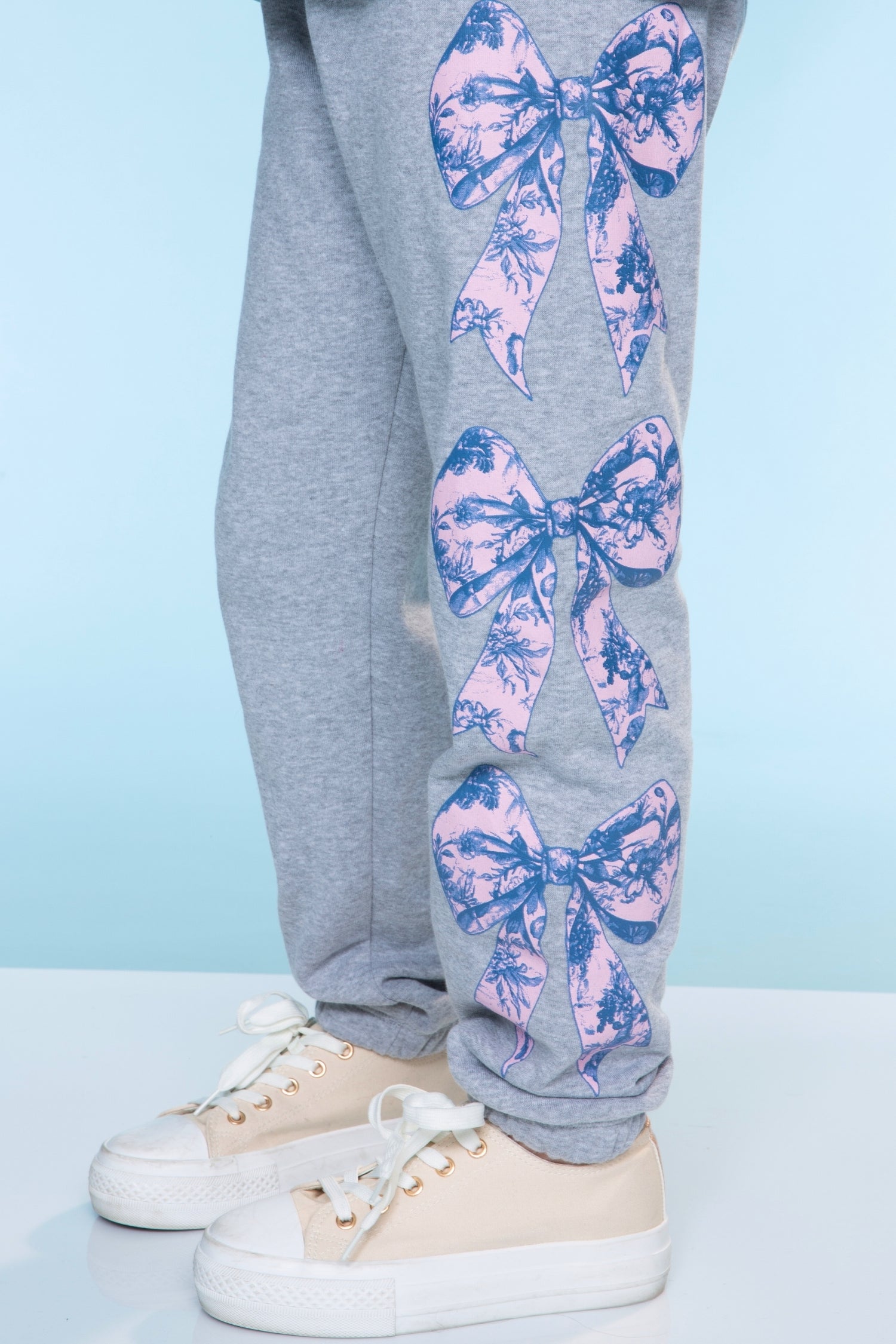 Cotton Soft French Terry Sweatpant ••• - Grey Pink Blue Stripe