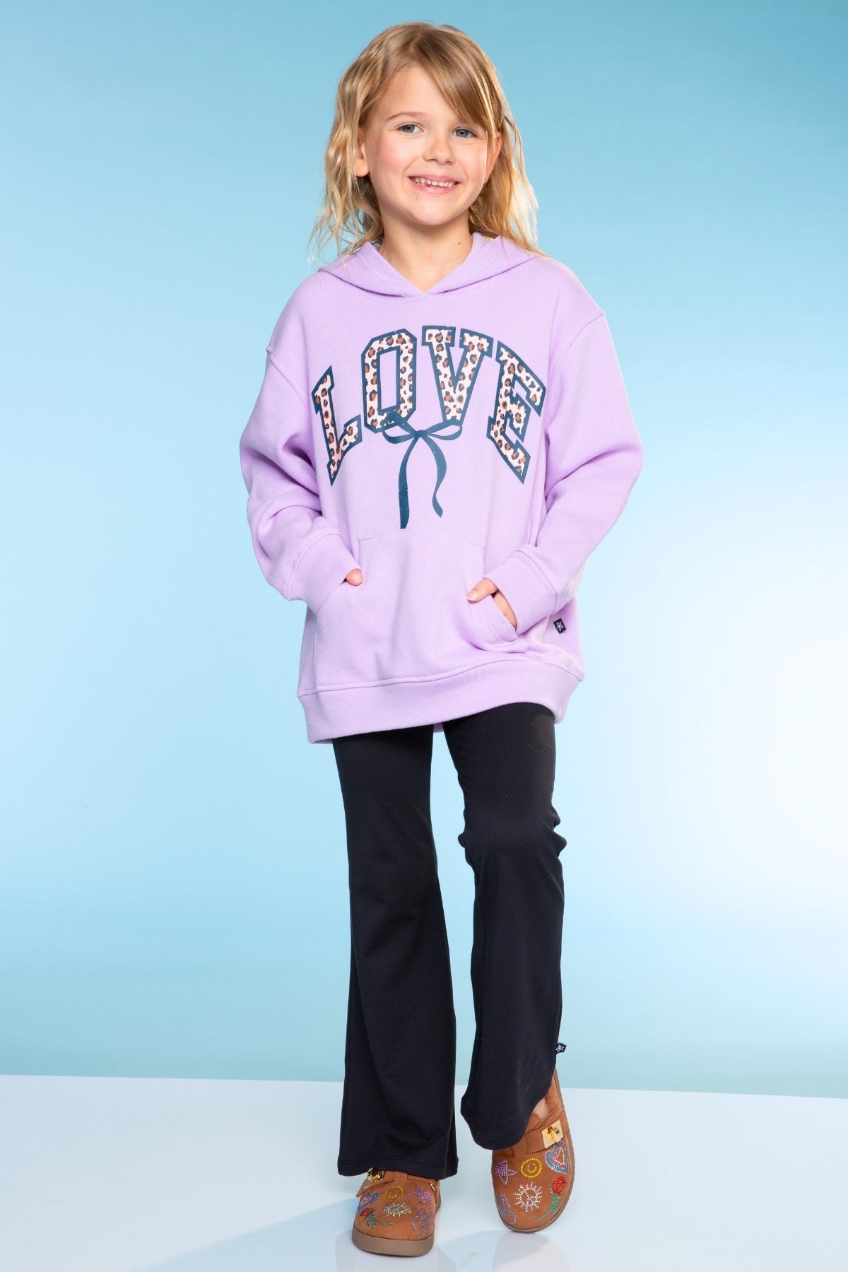 Cotton Soft Oversized Long Sleeve Hoodie - Lilac Bow Love