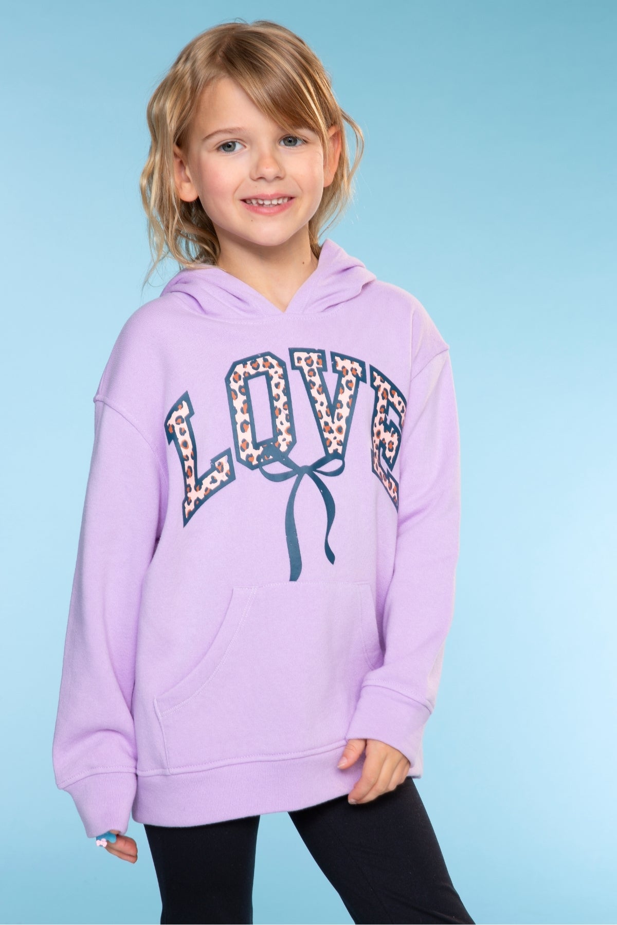Cotton Soft Oversized Long Sleeve Hoodie - Lilac Bow Love