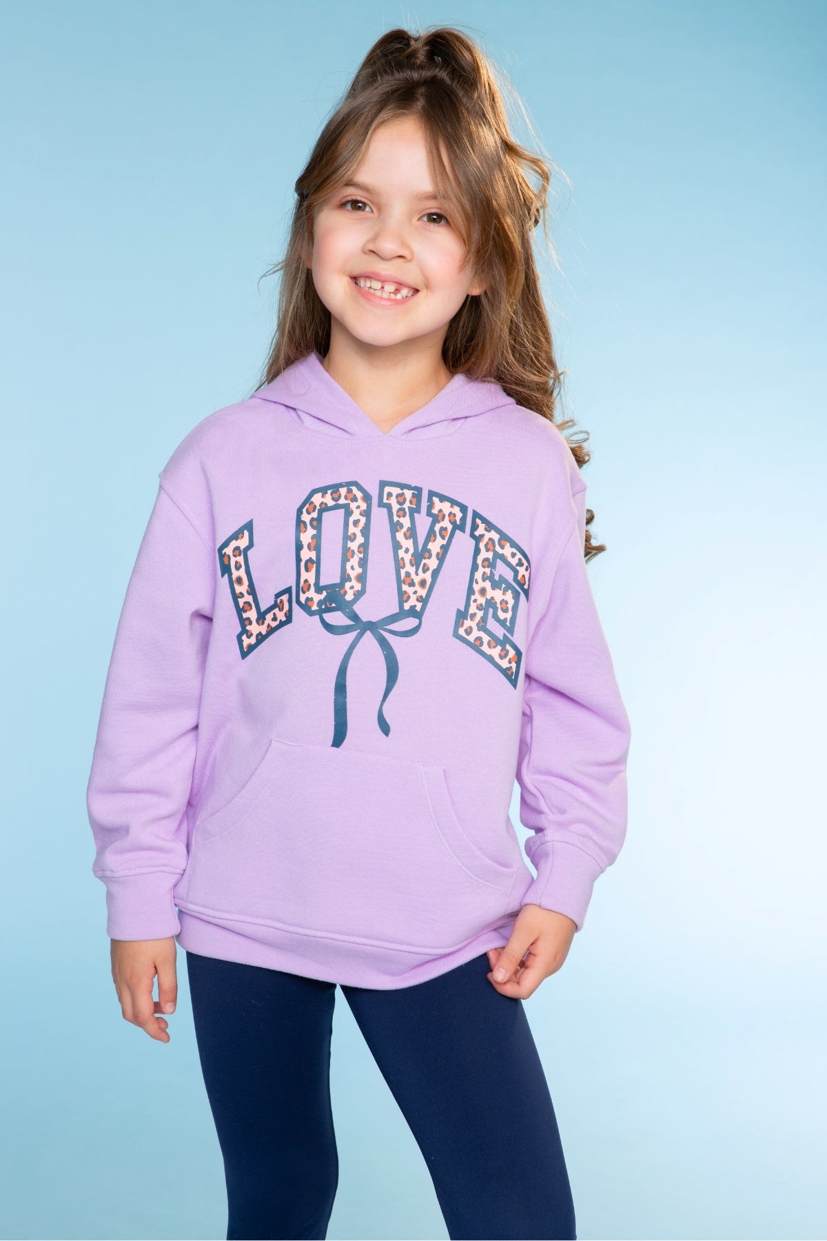 Cotton Soft Oversized Long Sleeve Hoodie - Lilac Bow Love