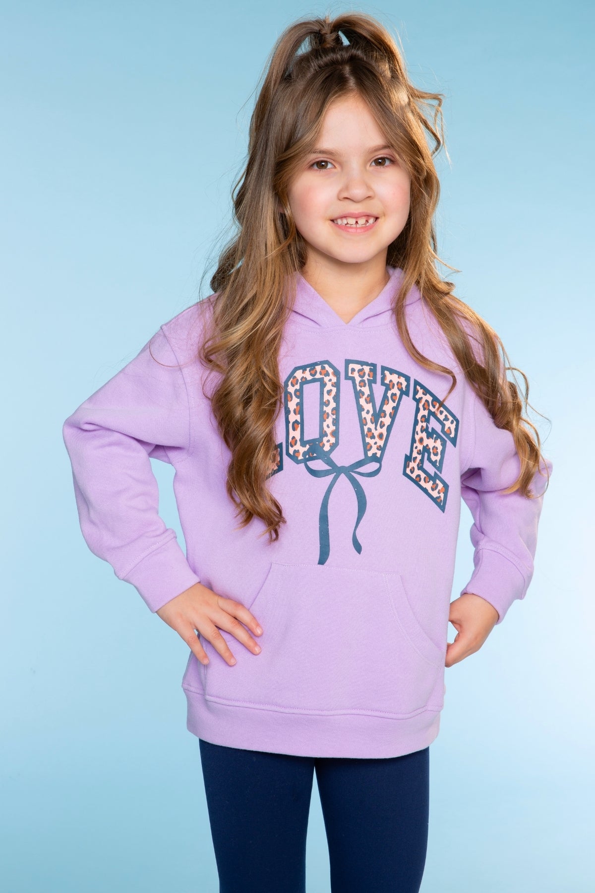 Cotton Soft Oversized Long Sleeve Hoodie - Lilac Bow Love