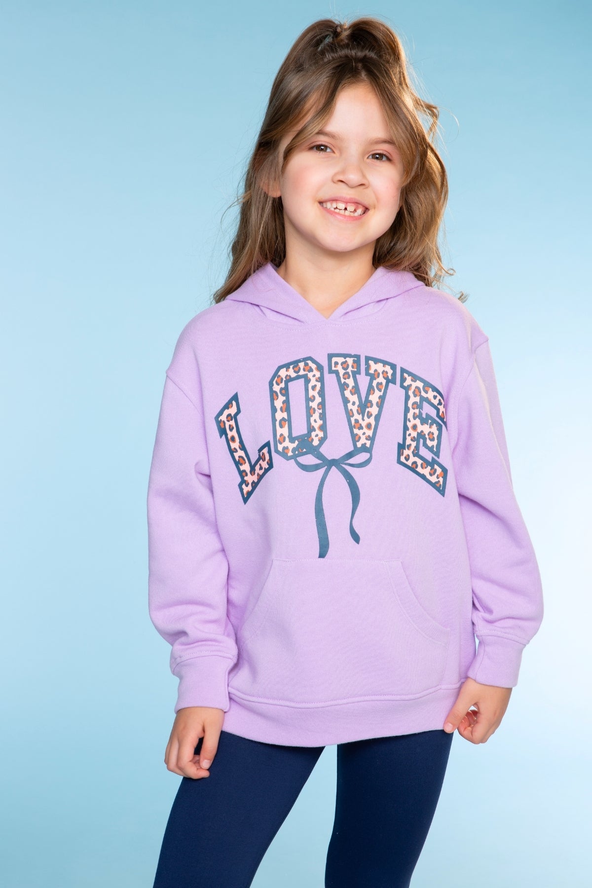 Cotton Soft Oversized Long Sleeve Hoodie - Lilac Bow Love